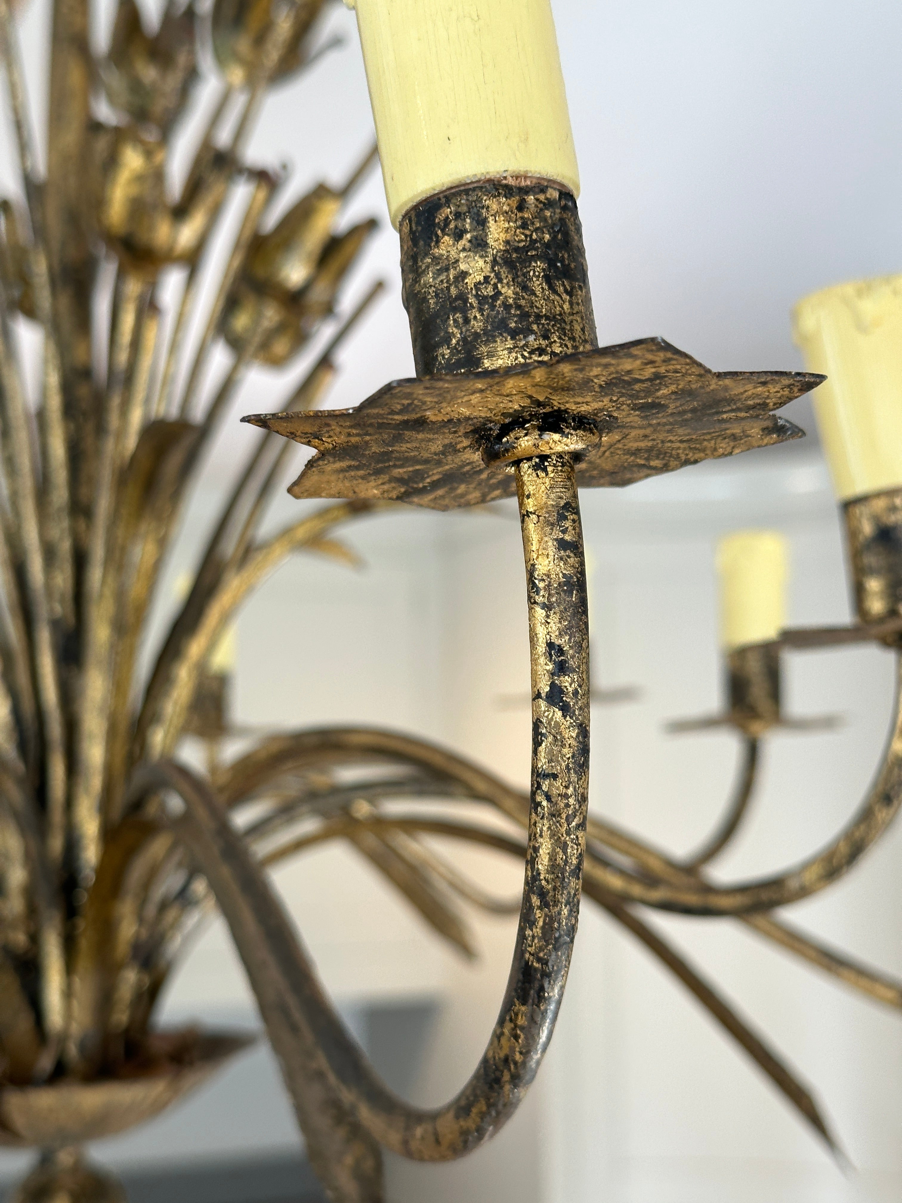 Large 1950s Spanish Gilt Chandelier