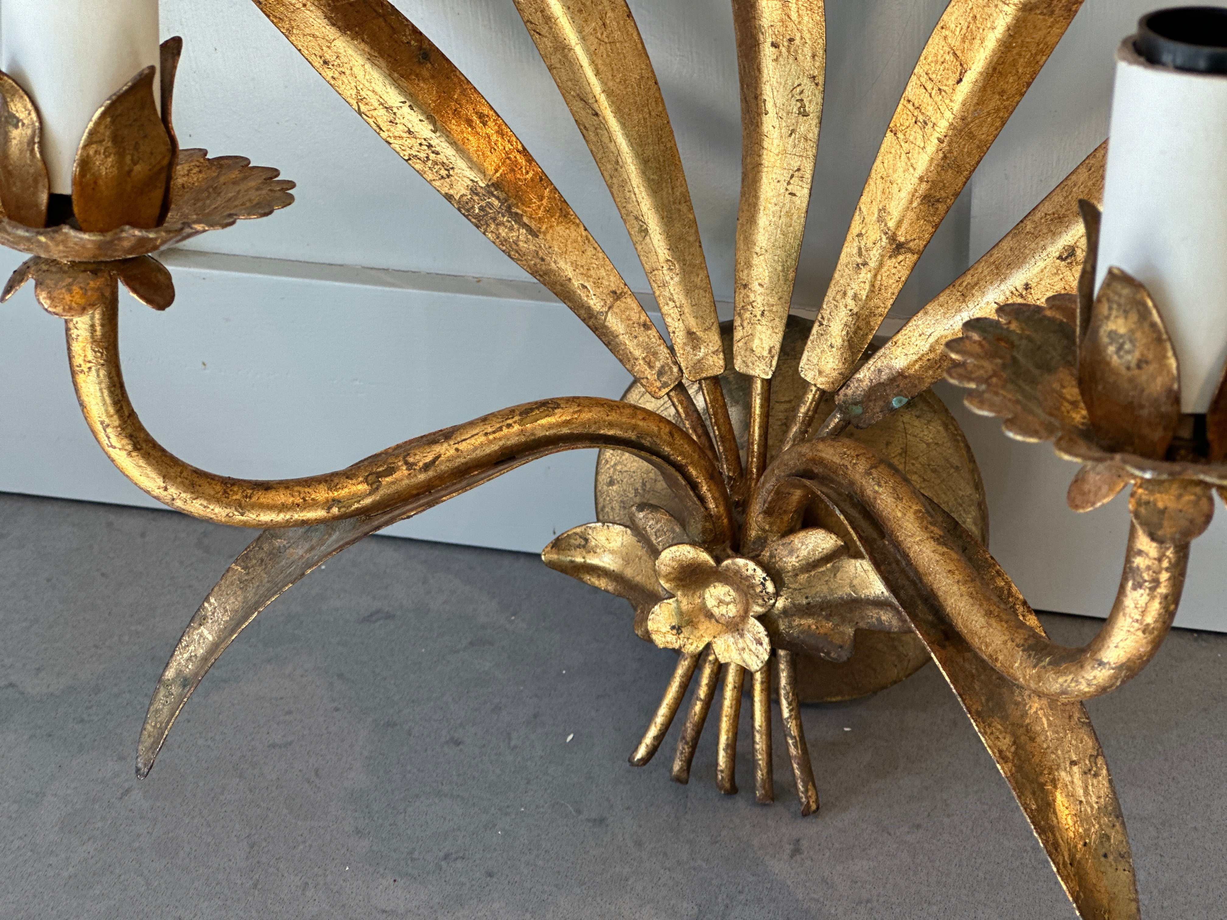 Pair of Spanish Gilt Ironwork Sconces