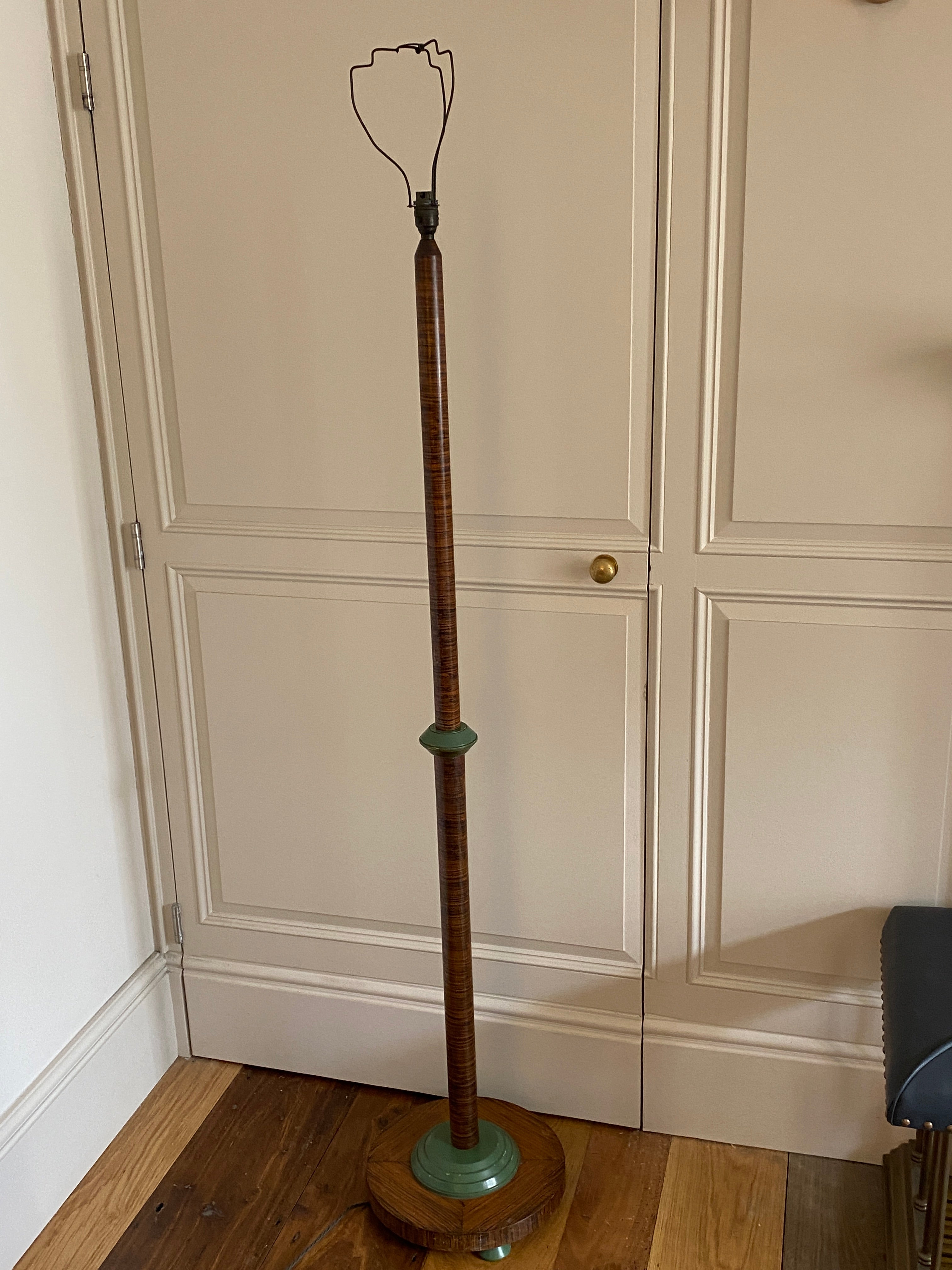 Faux Macassar Standard Lamp with Green Accents