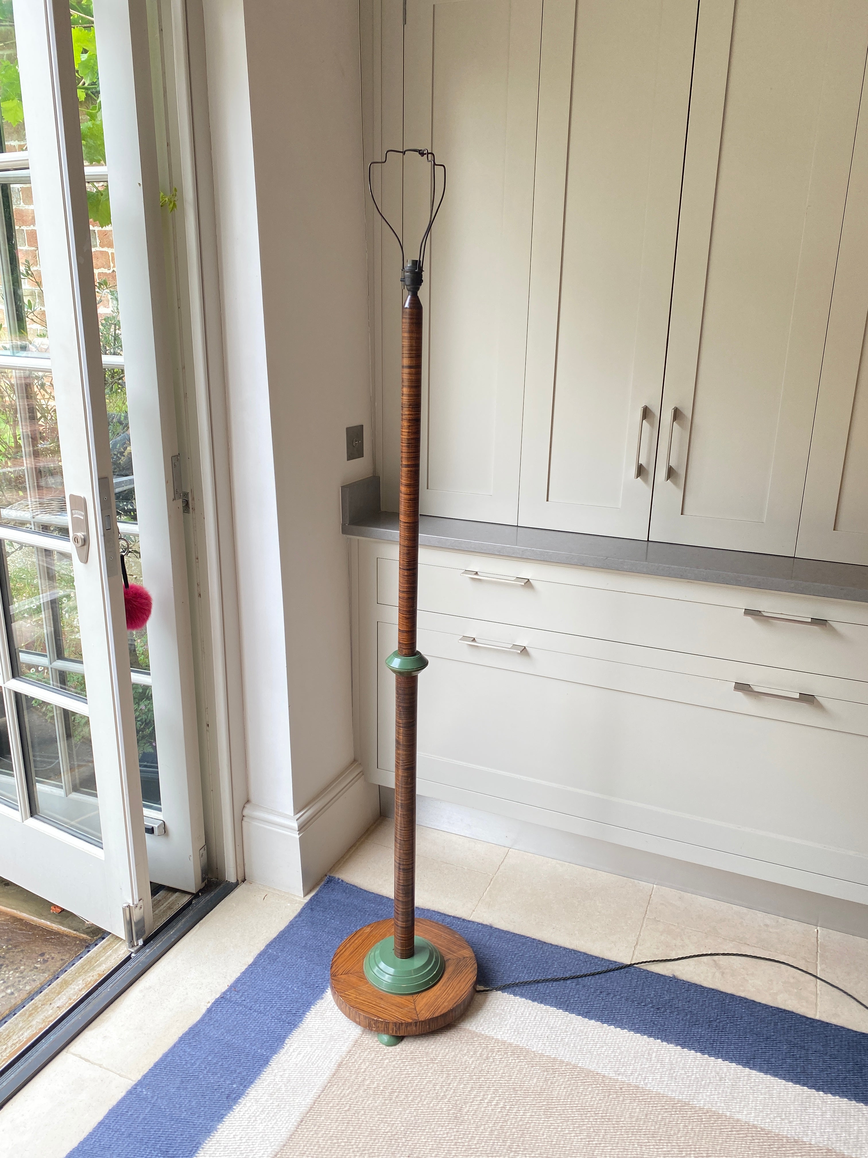 Faux Macassar Standard Lamp with Green Accents