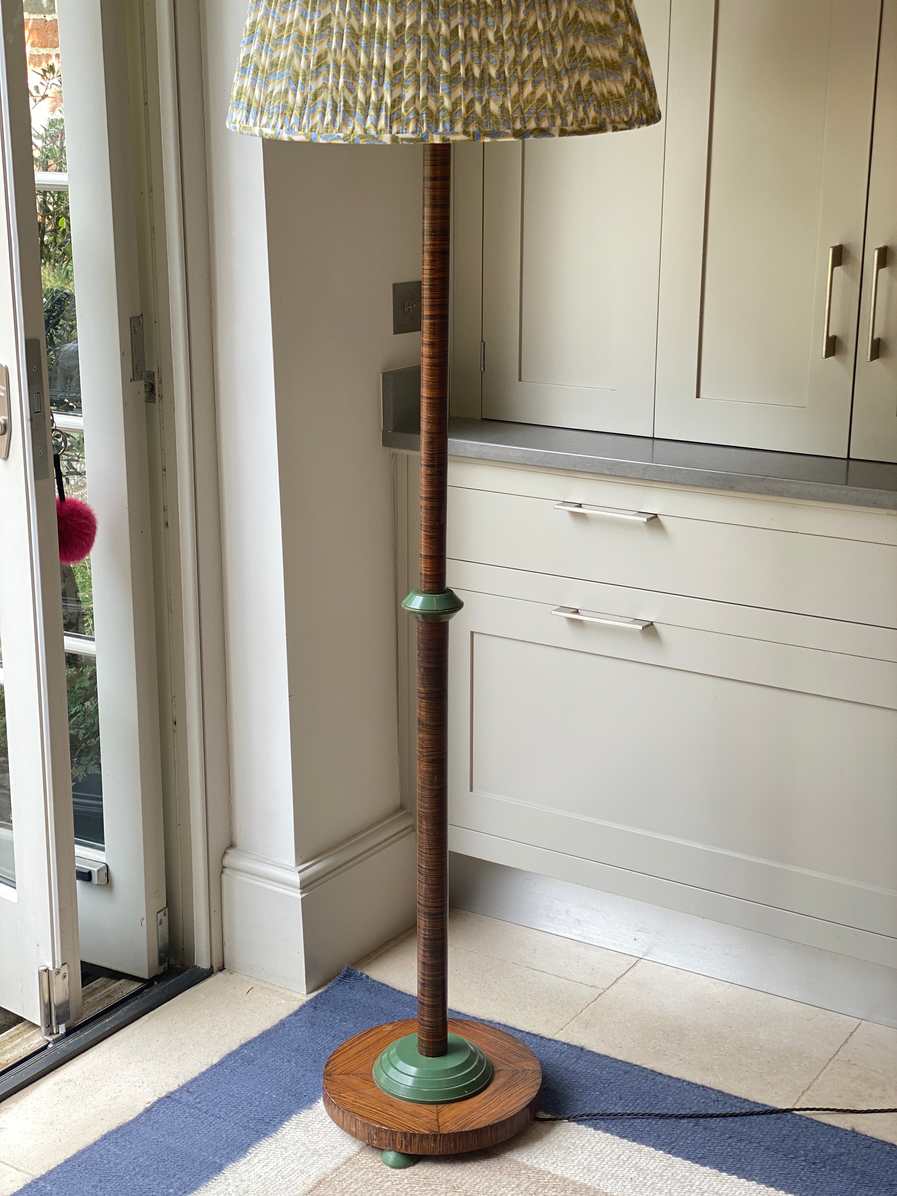 Faux Macassar Standard Lamp with Green Accents