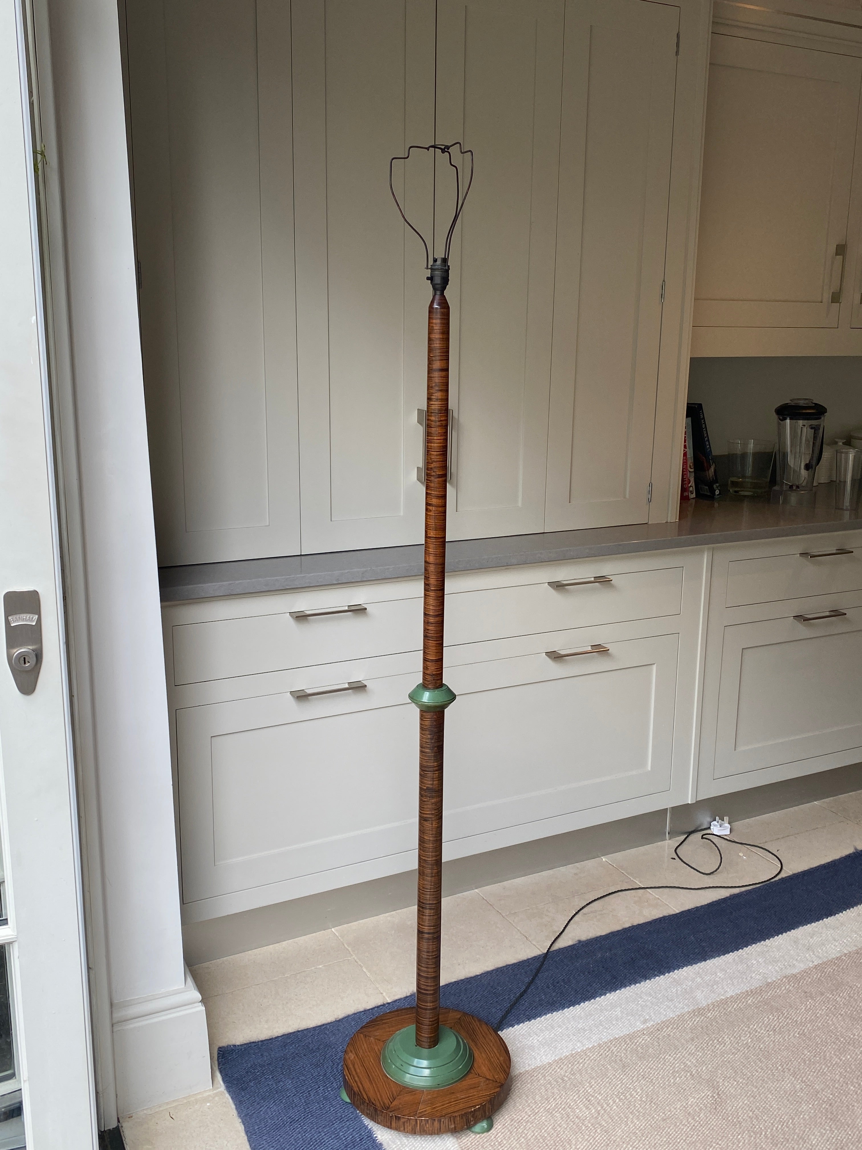 Faux Macassar Standard Lamp with Green Accents