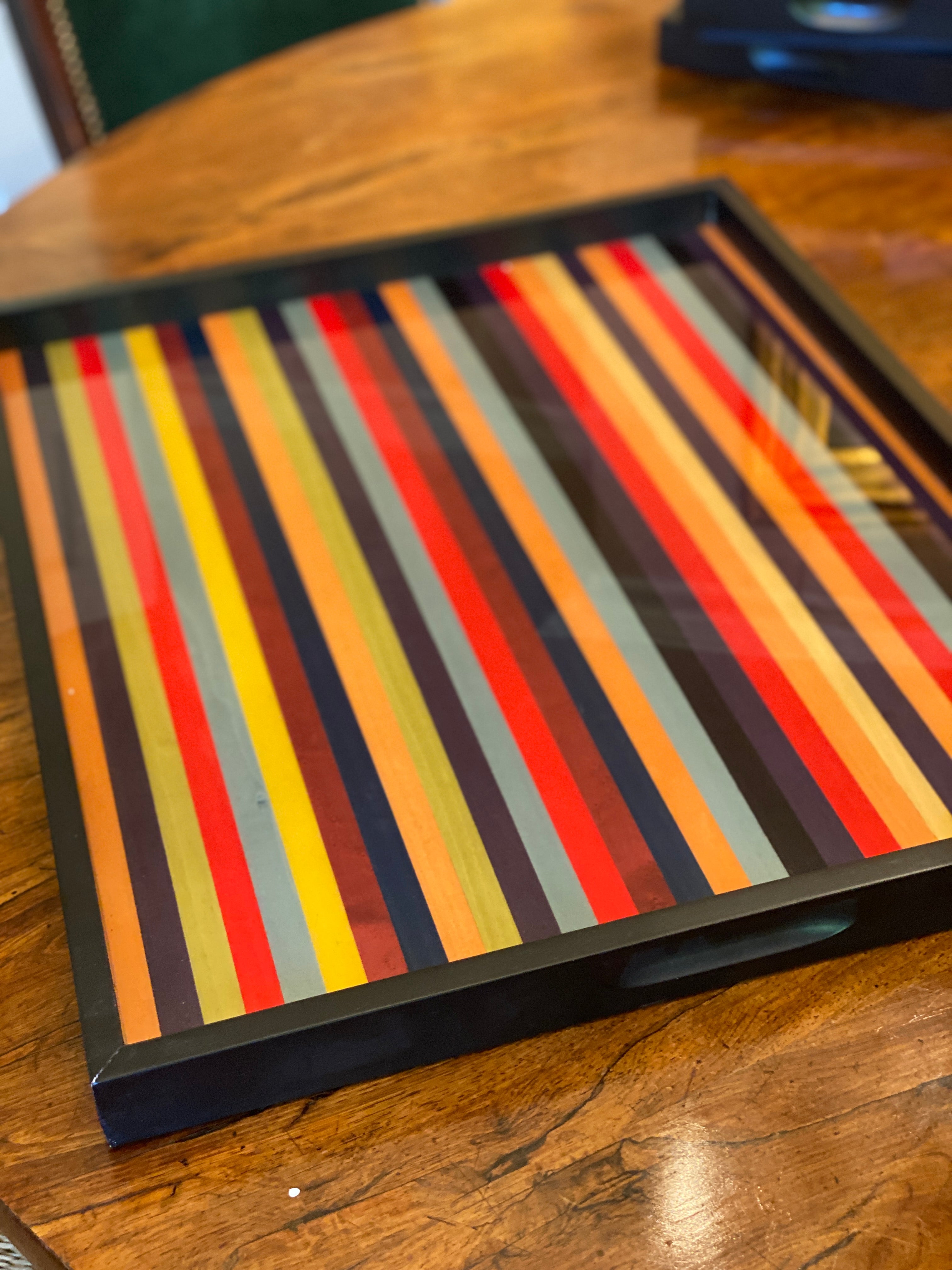 Extra Large Italian Marquetry Tray with Rainbow Motif