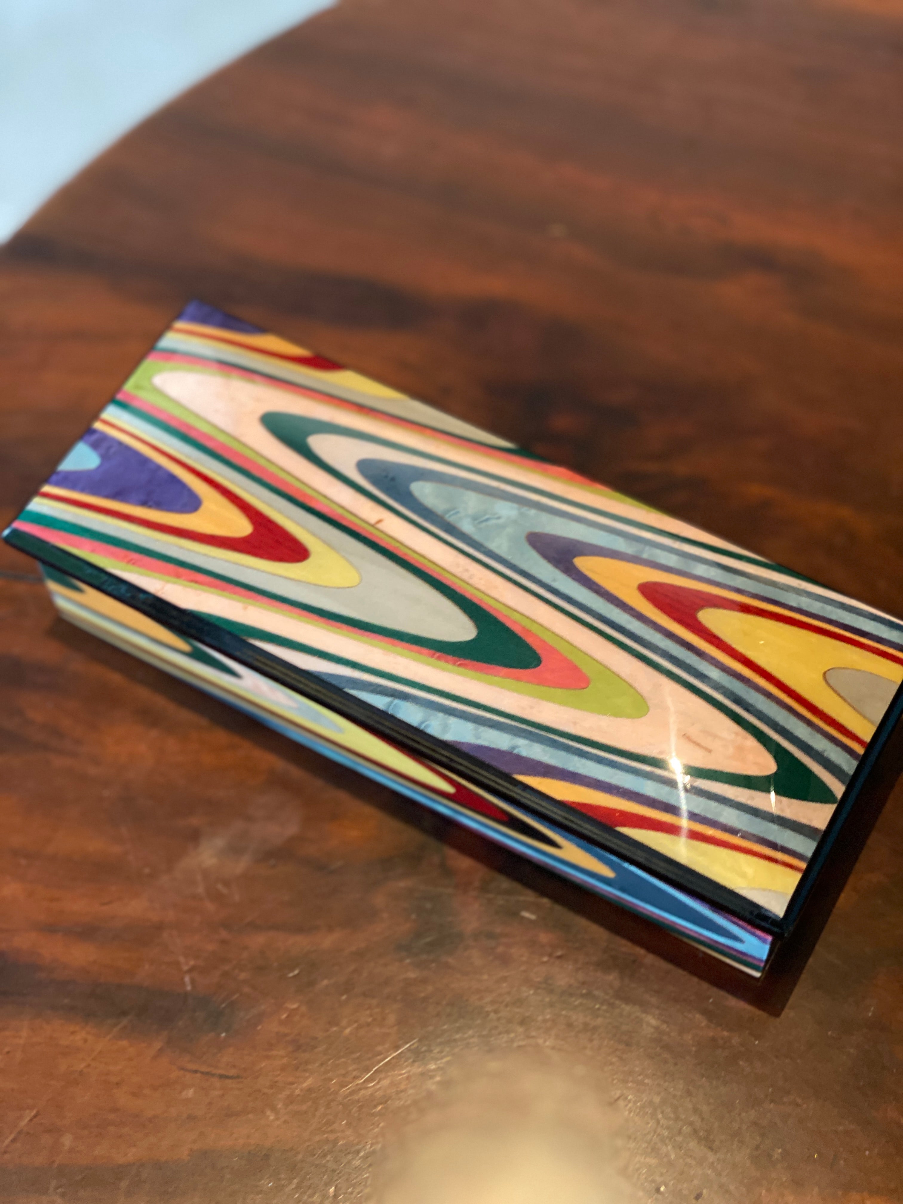 Long Italian Marquetry Boxes with Velvet Interiors
