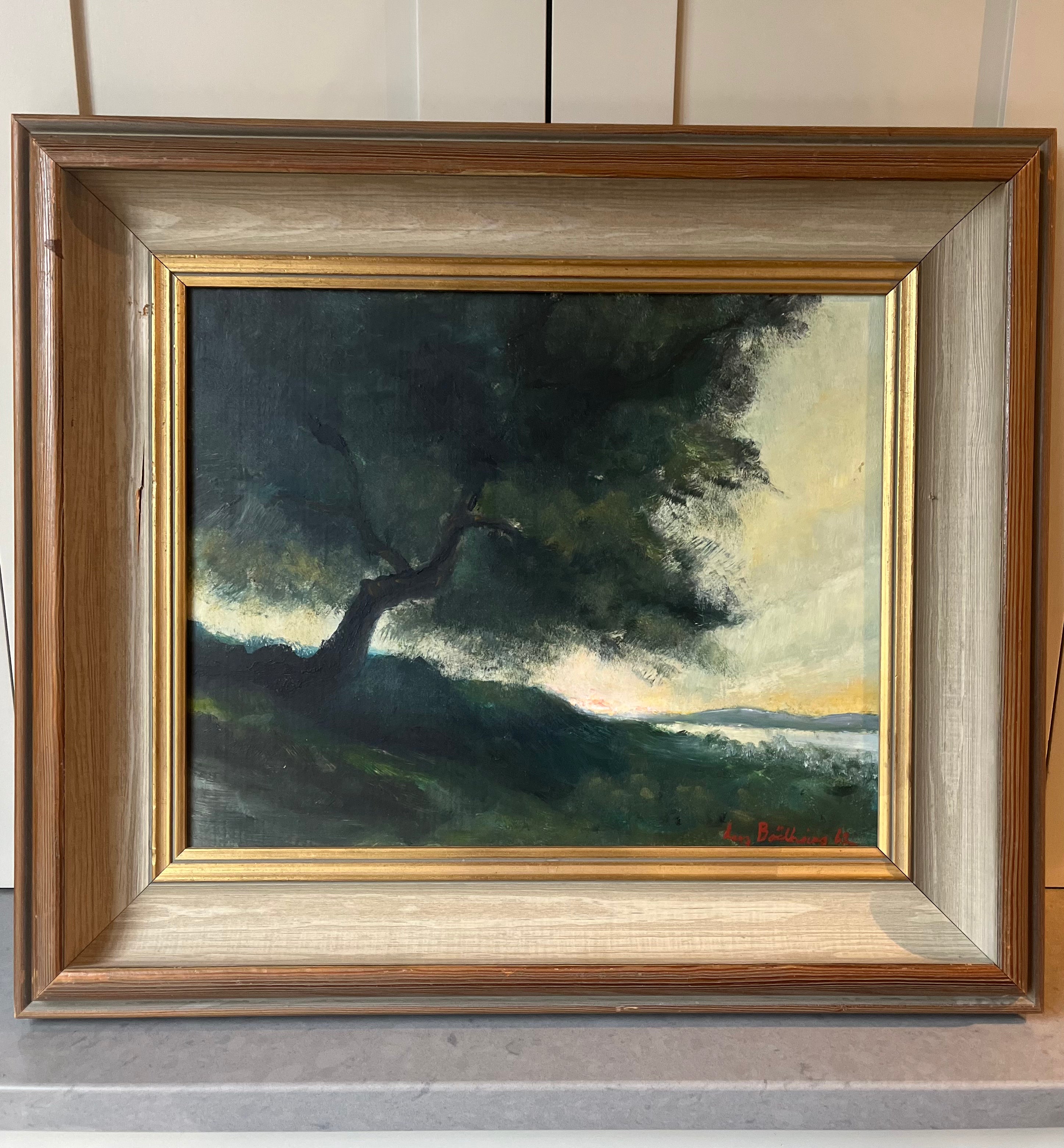 Signed Swedish landscape oil on board by Lars Boethiris