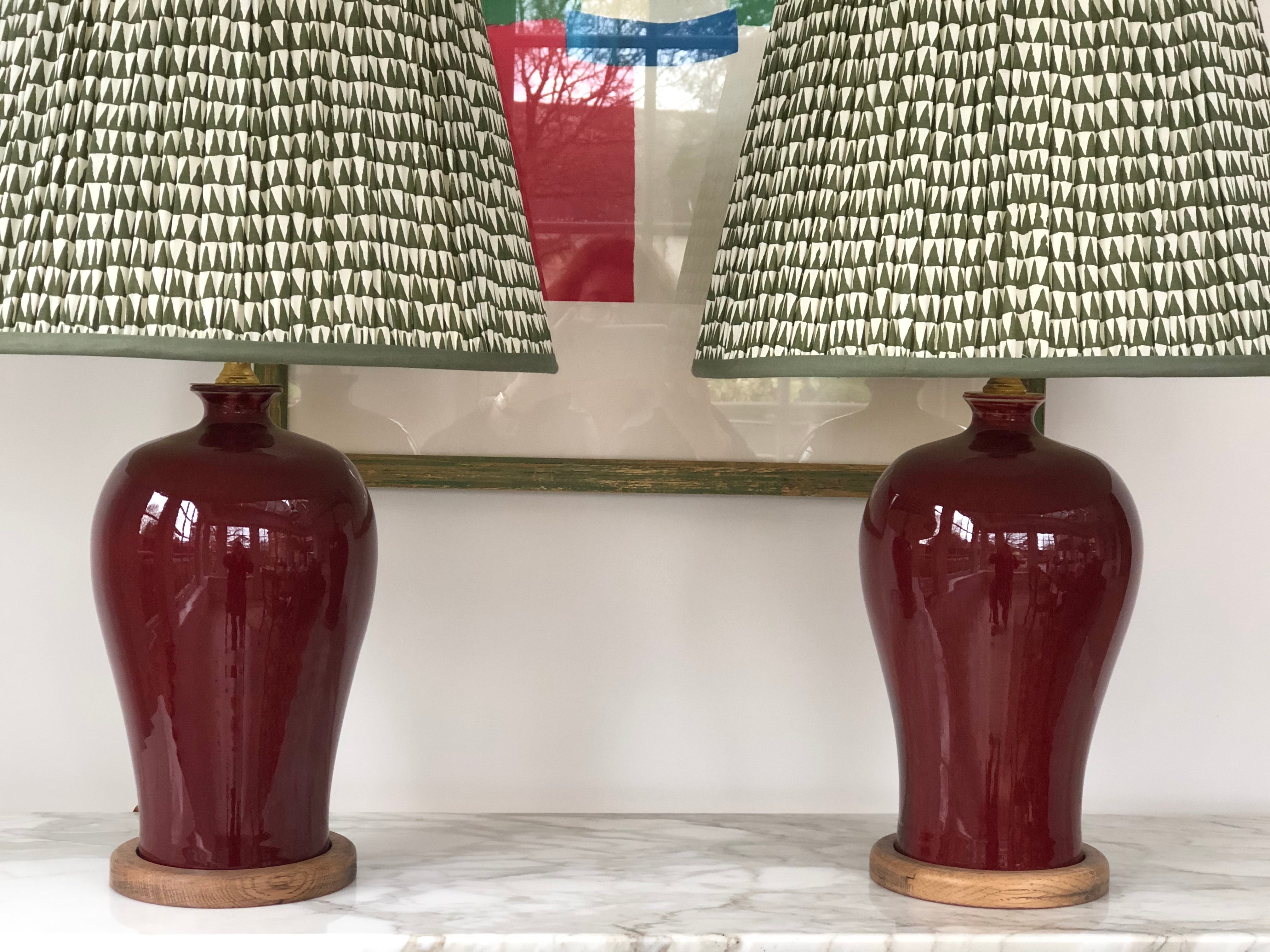 Vintage Oxblood Chinese table lamps