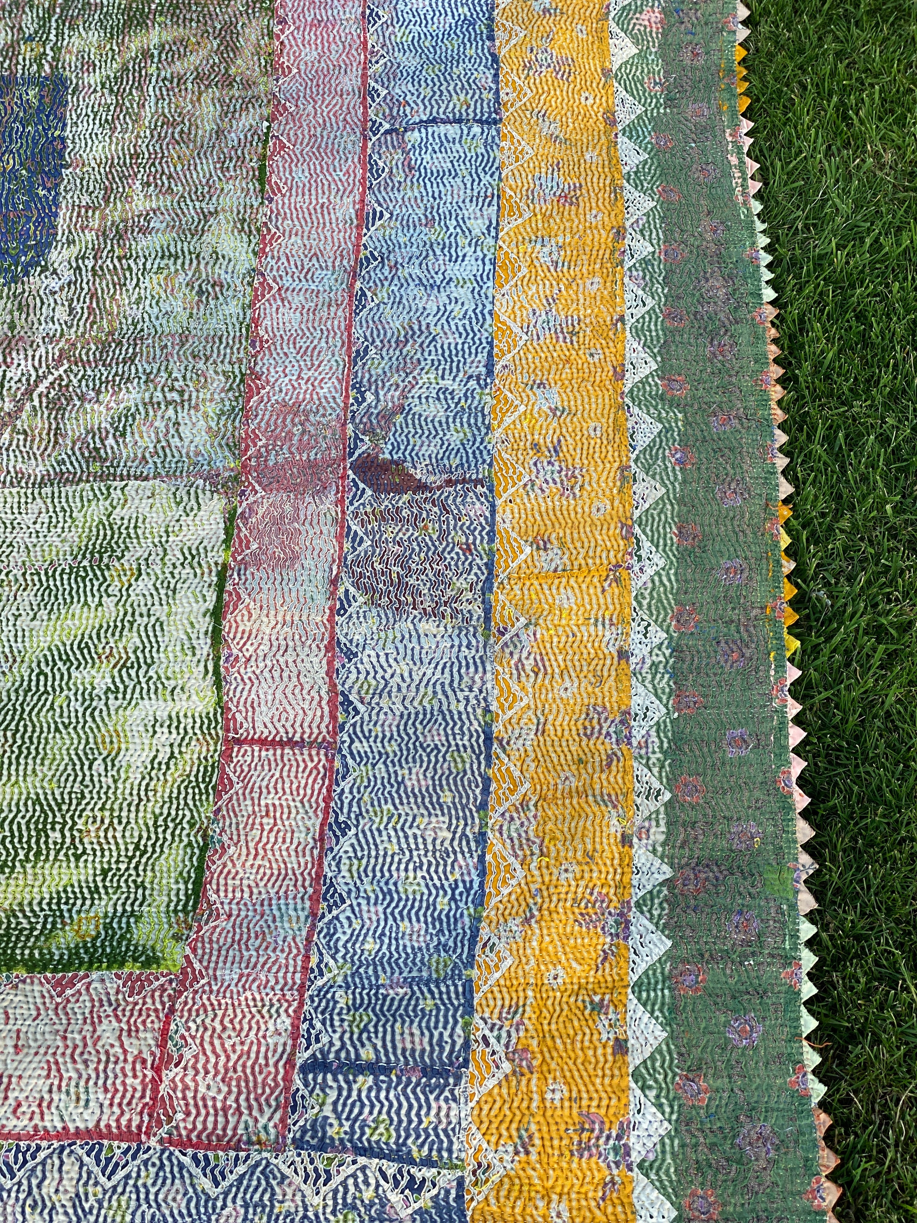 Colourful Antique Kantha Bedspread
