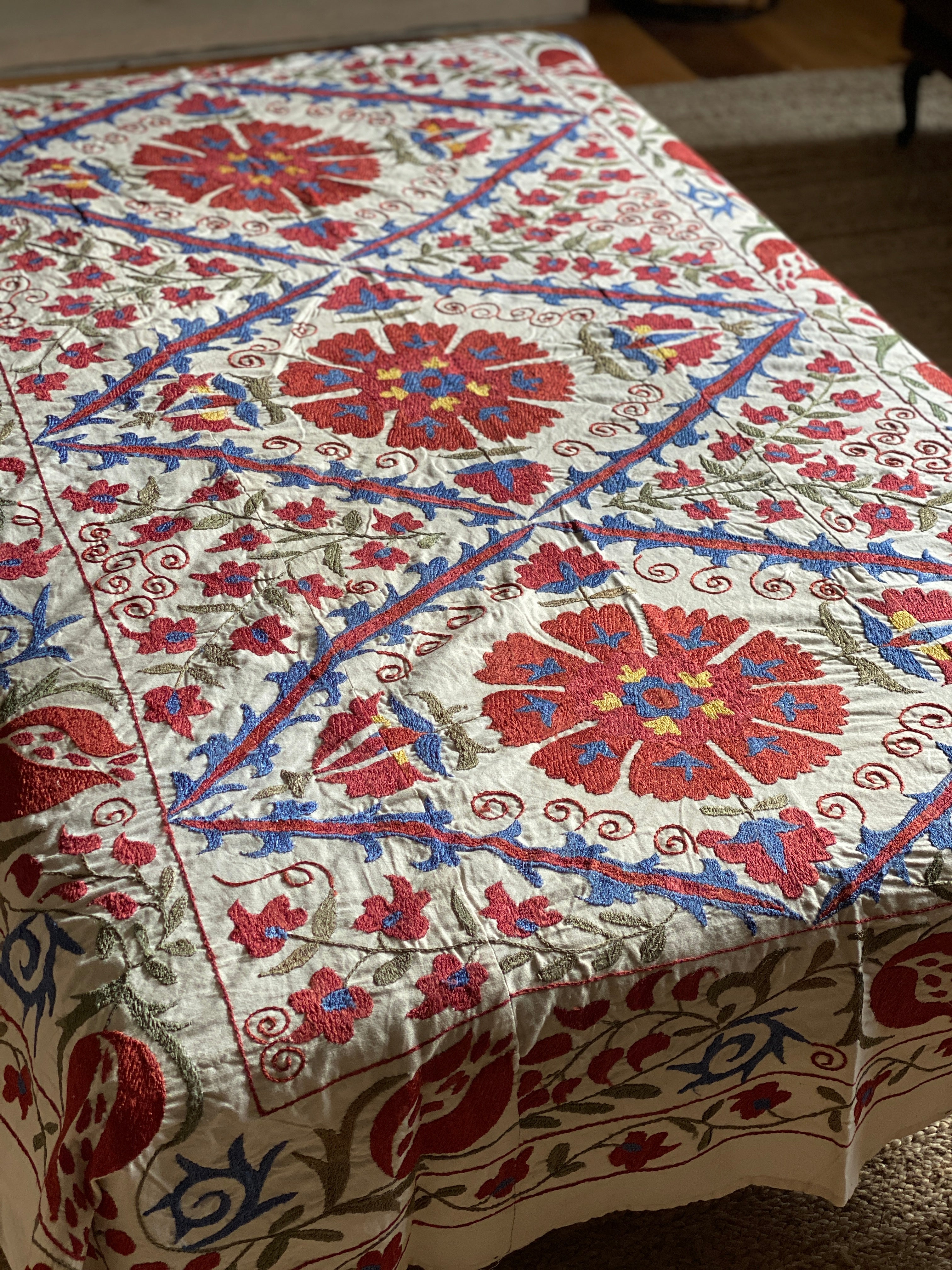 Vintage Cotton & Silk Embroidered Suzani