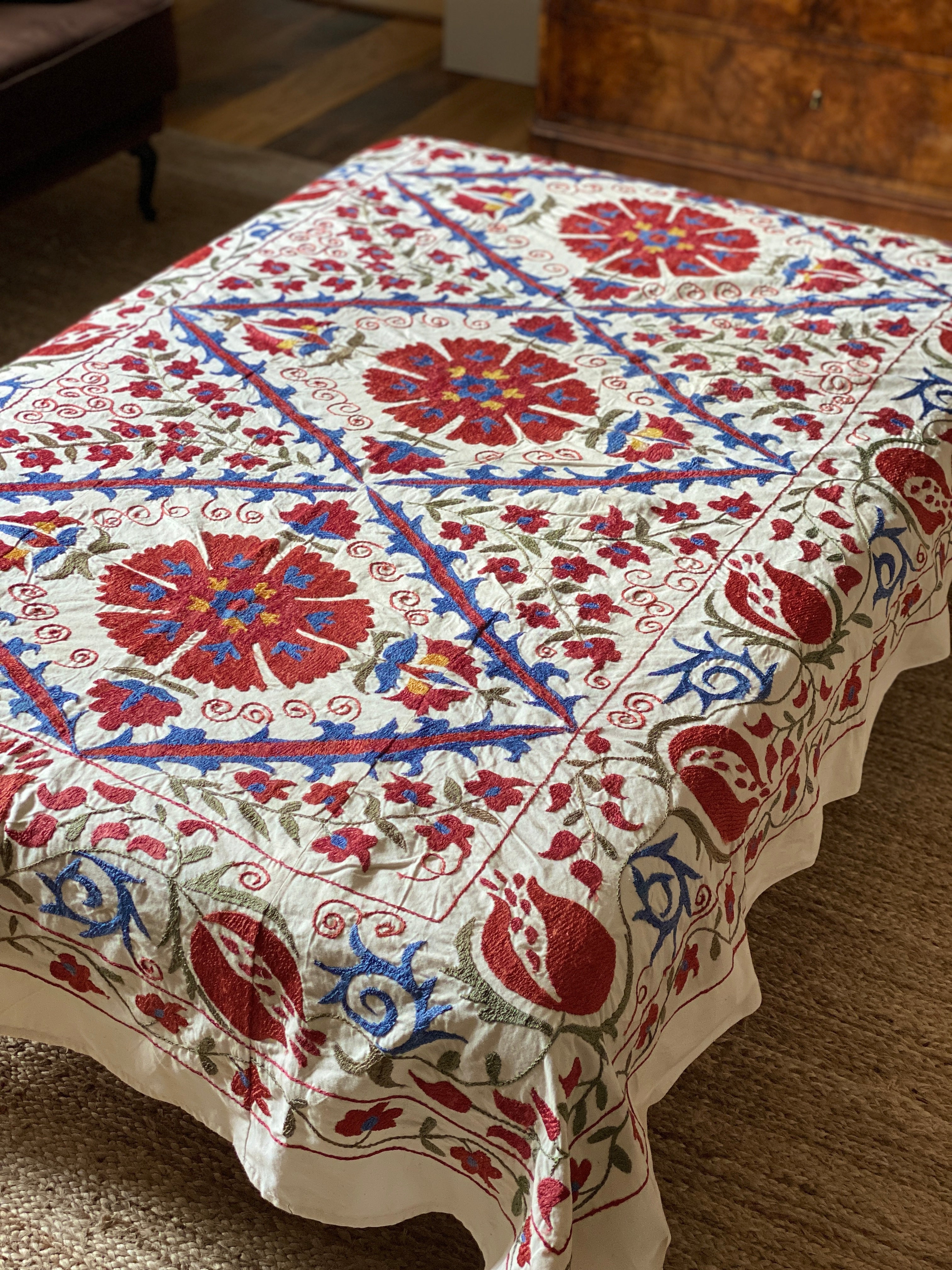 Vintage Cotton & Silk Embroidered Suzani