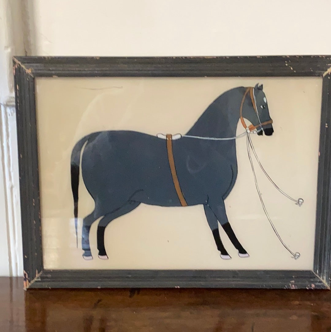 Lovely Indian Glass Painting of Chubby Pony