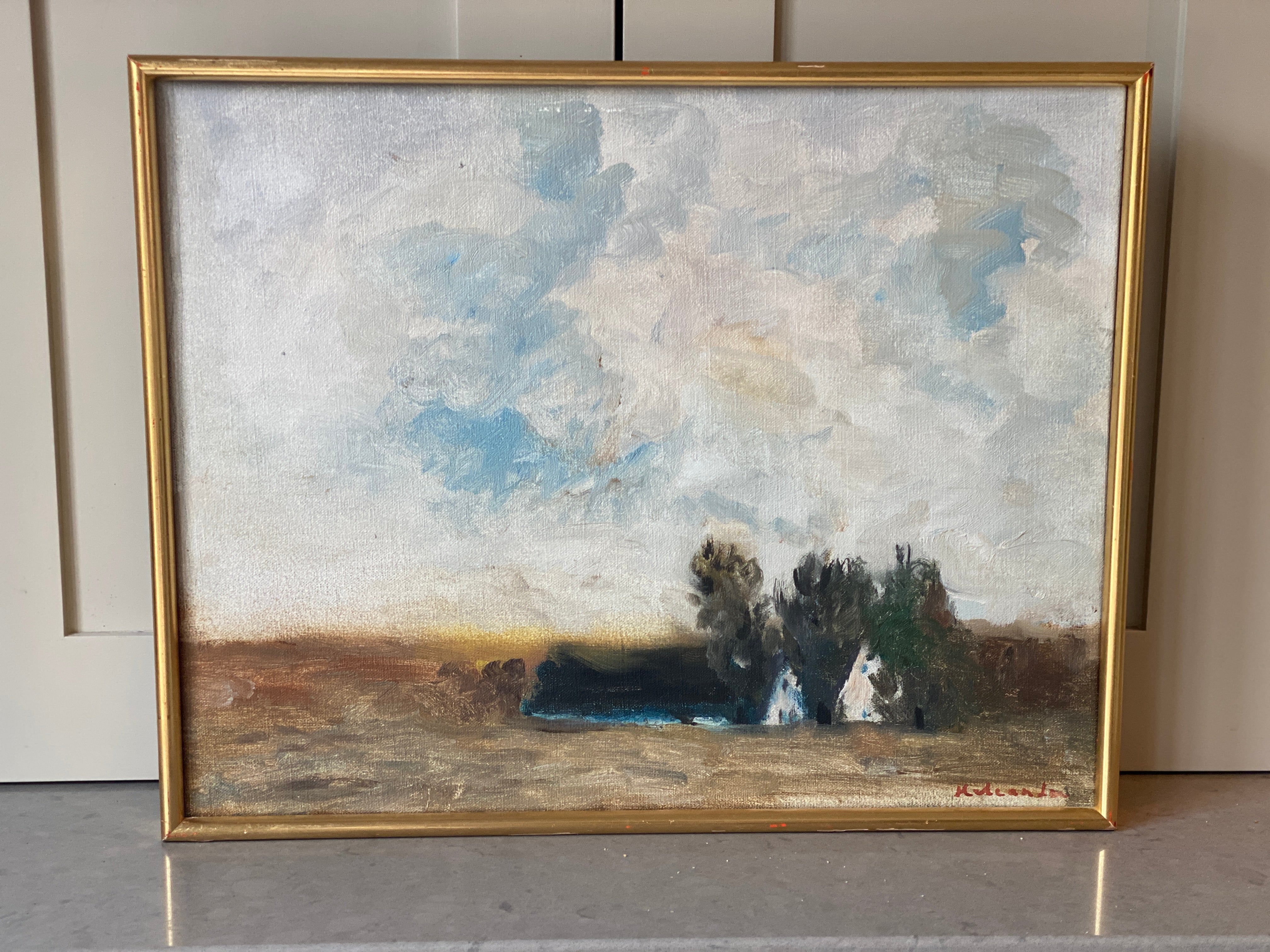 Charming Swedish Oil on Canvas