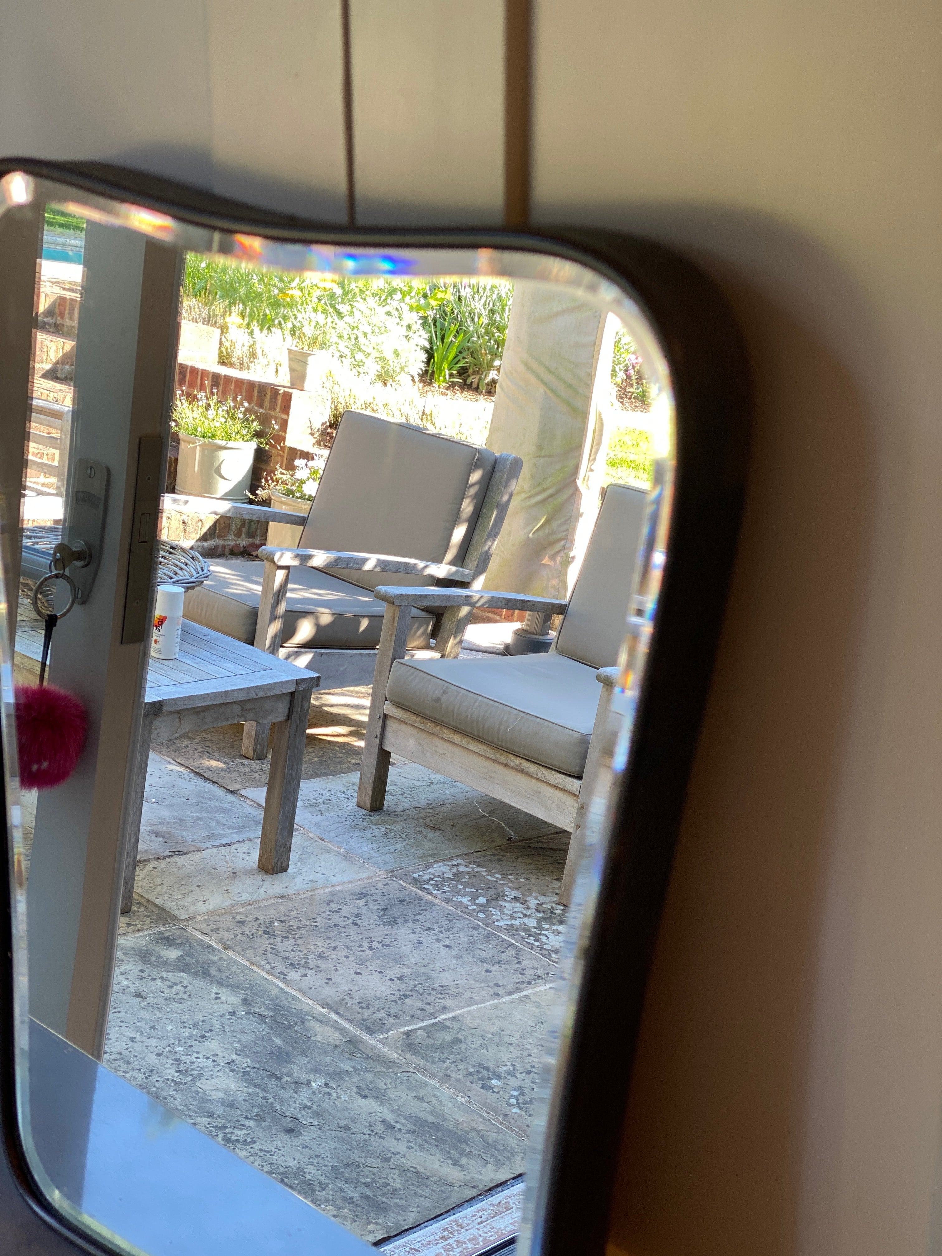 Small Mid Century Italian Mirror with Bevelled plate