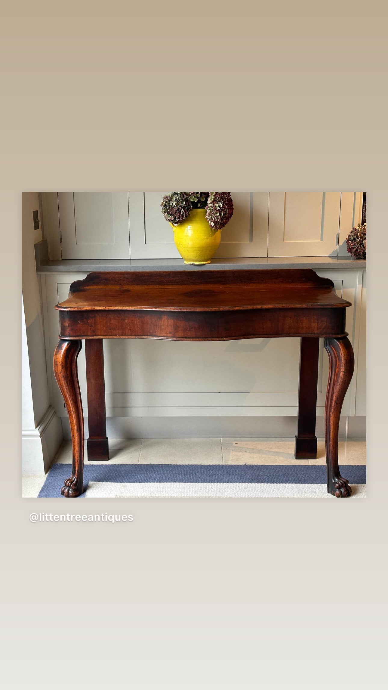 19th Mahogany Serpentine Console