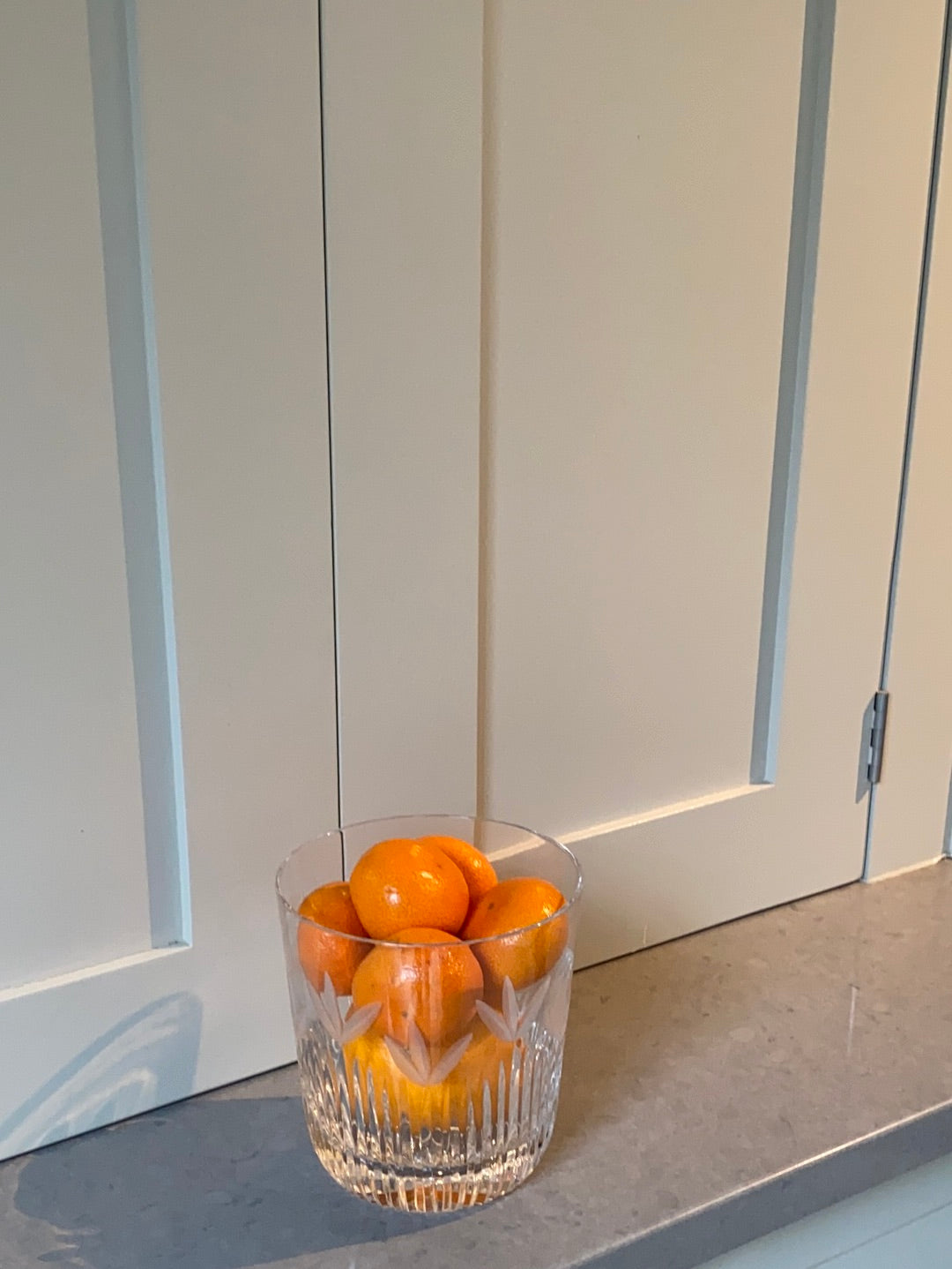 Small cut glass flower vase