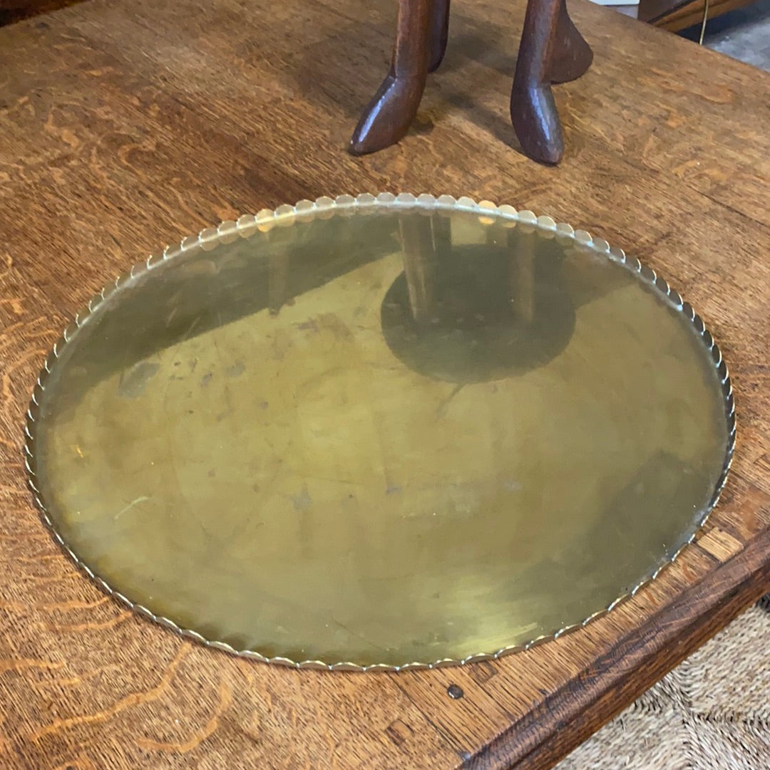Pretty Scalloped Edge Brass Tray