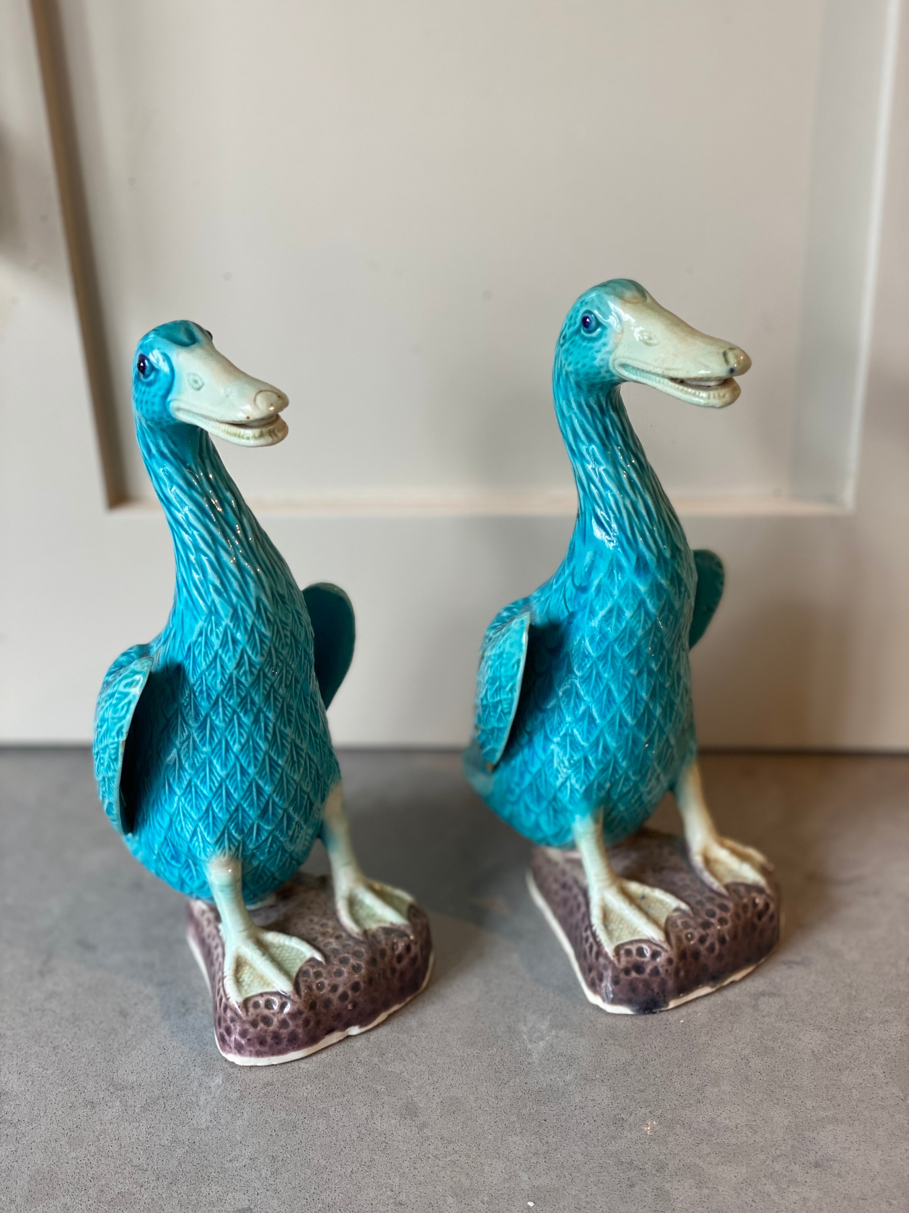 Pair of Decorative Chinese Turquoise Ducks