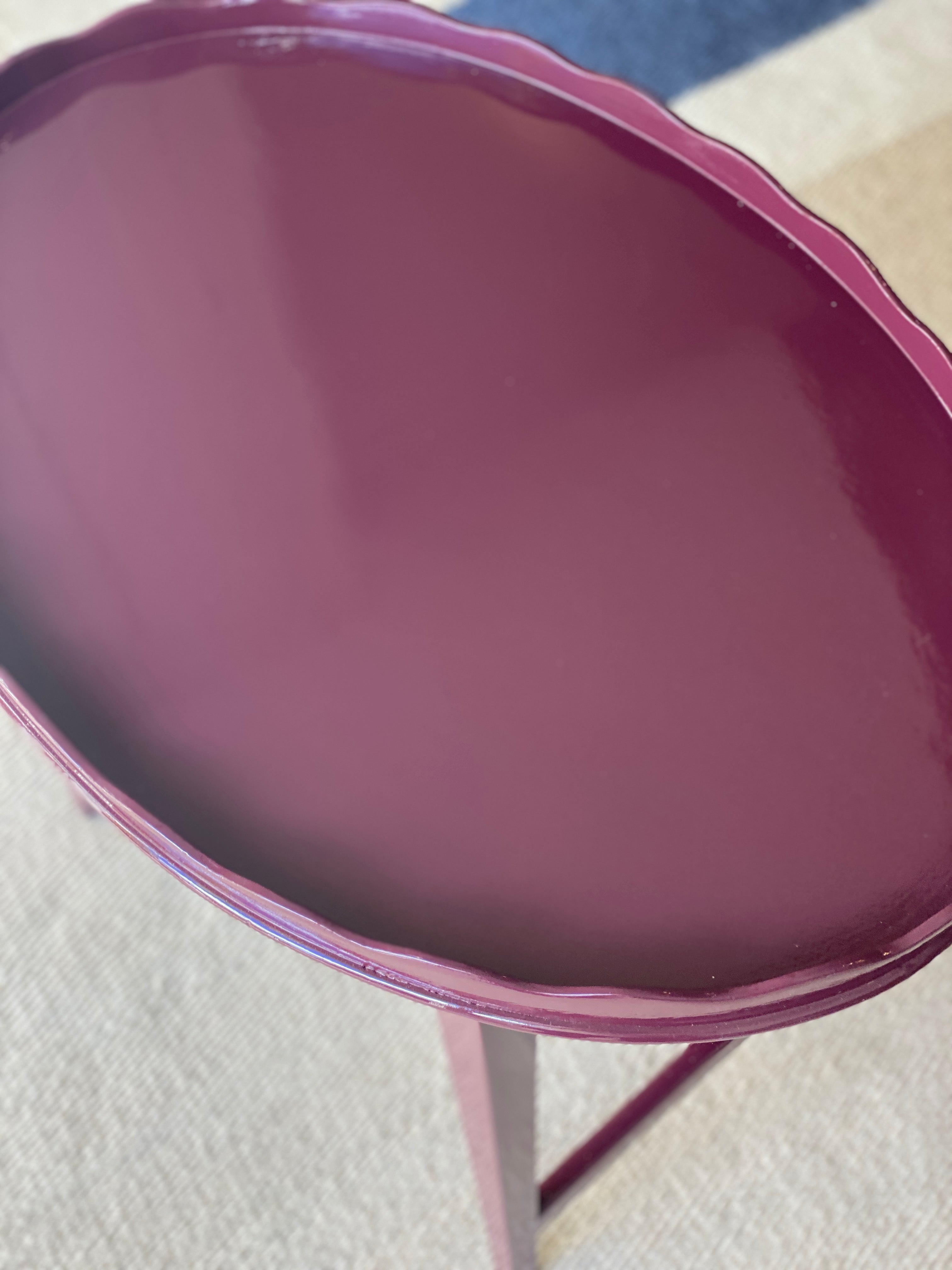 Small Edwardian Painted Table with Scallop Edge
