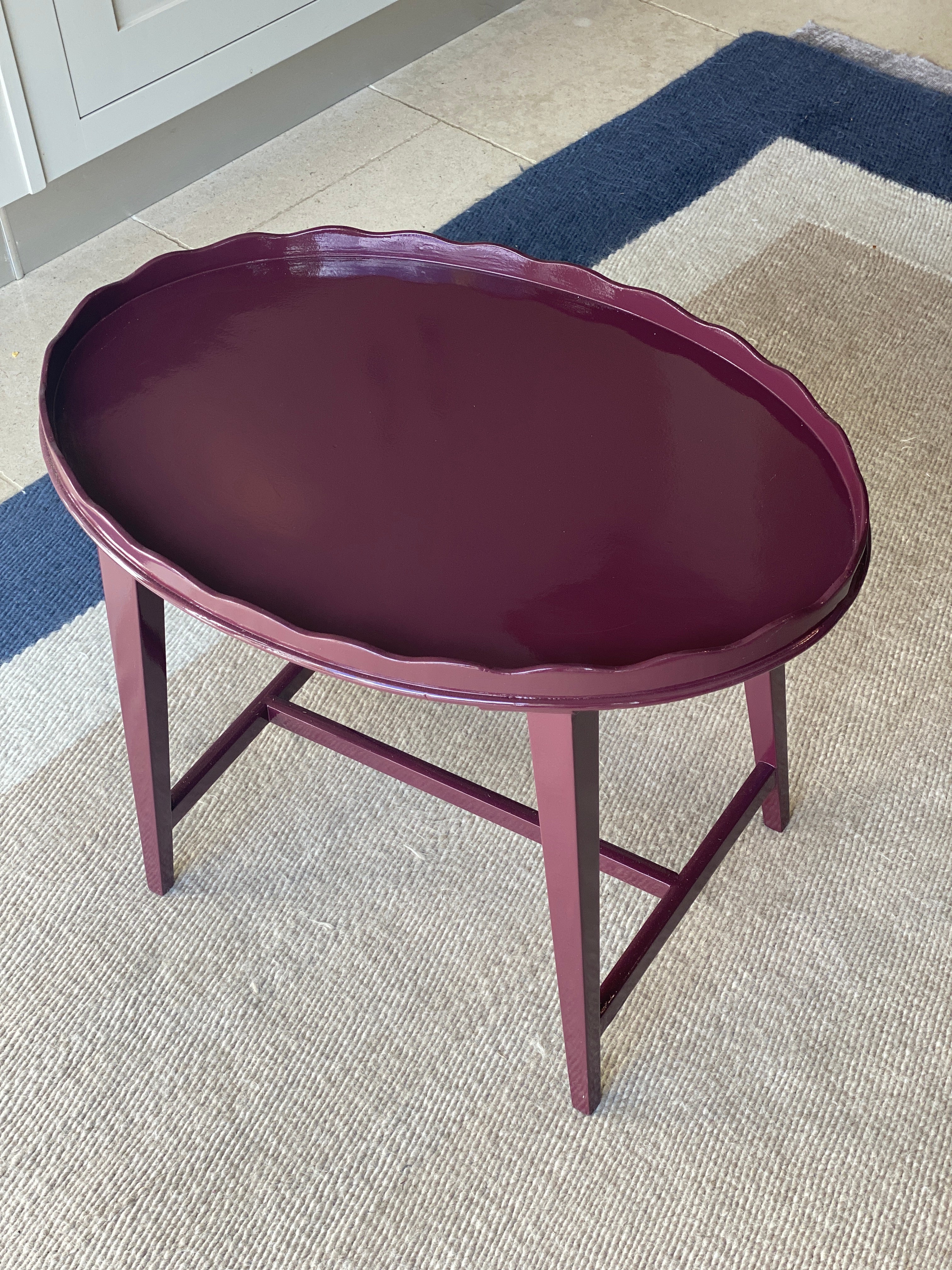 Small Edwardian Painted Table with Scallop Edge