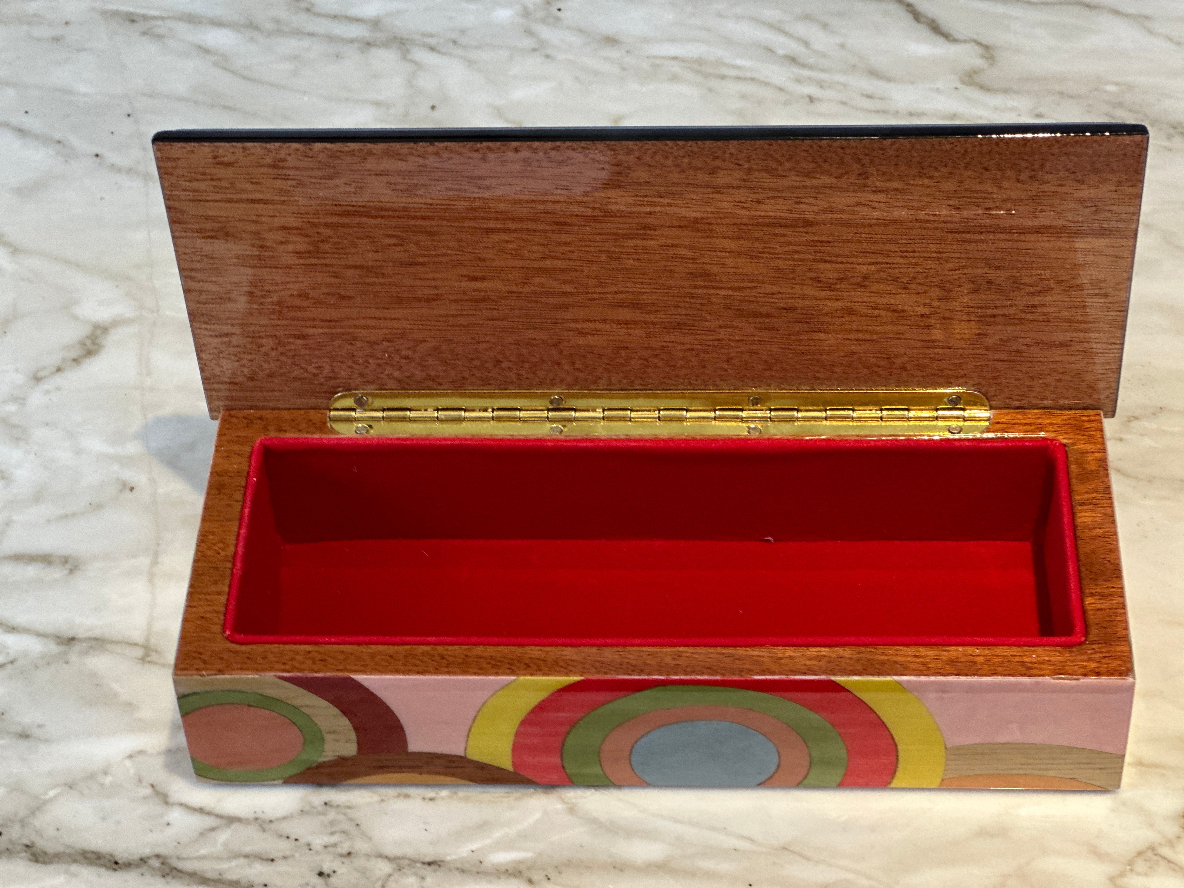 Rectangular Marquetry Box - Circles