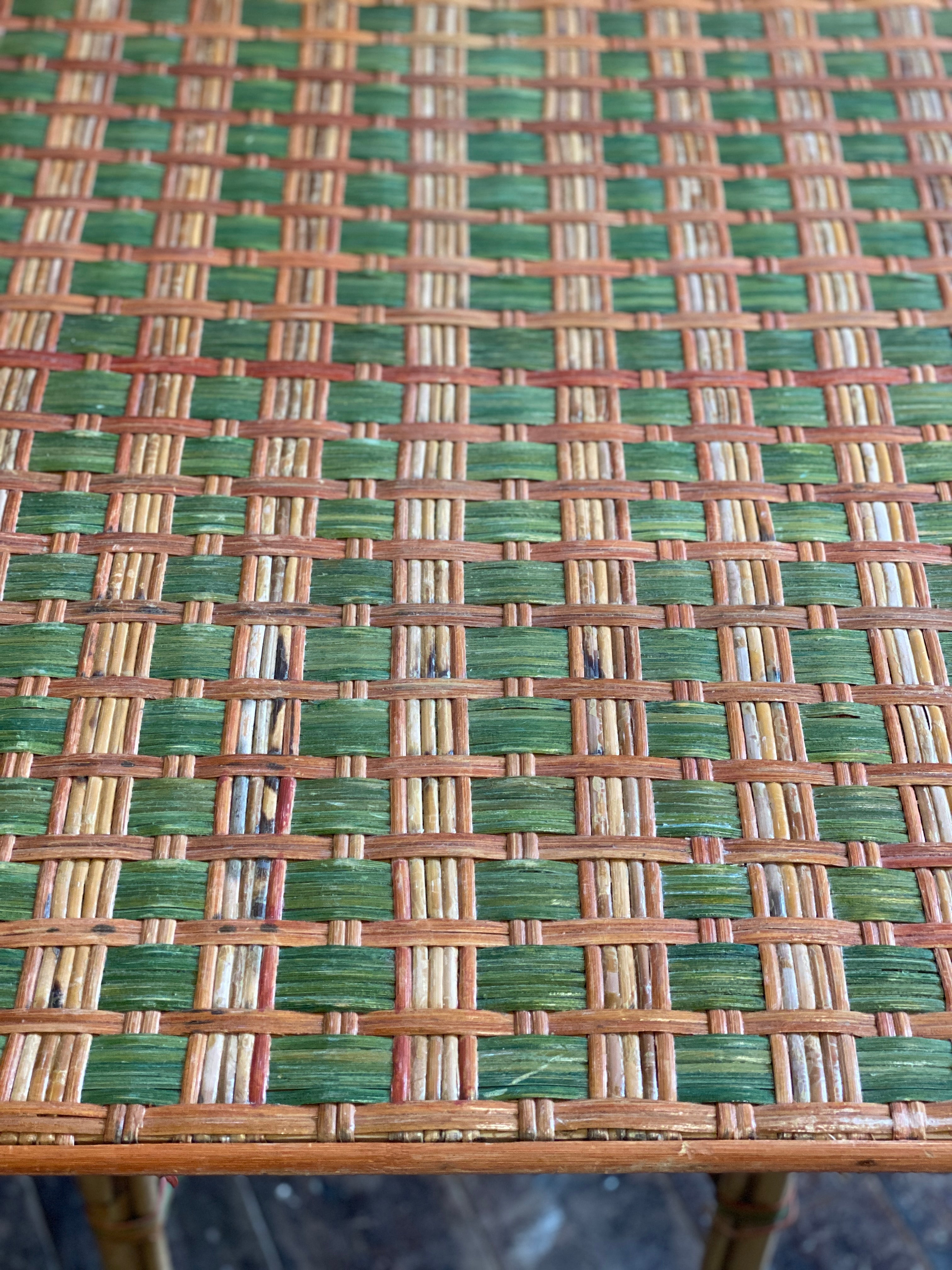 Charming Vintage French Split Cane Conservatory Table