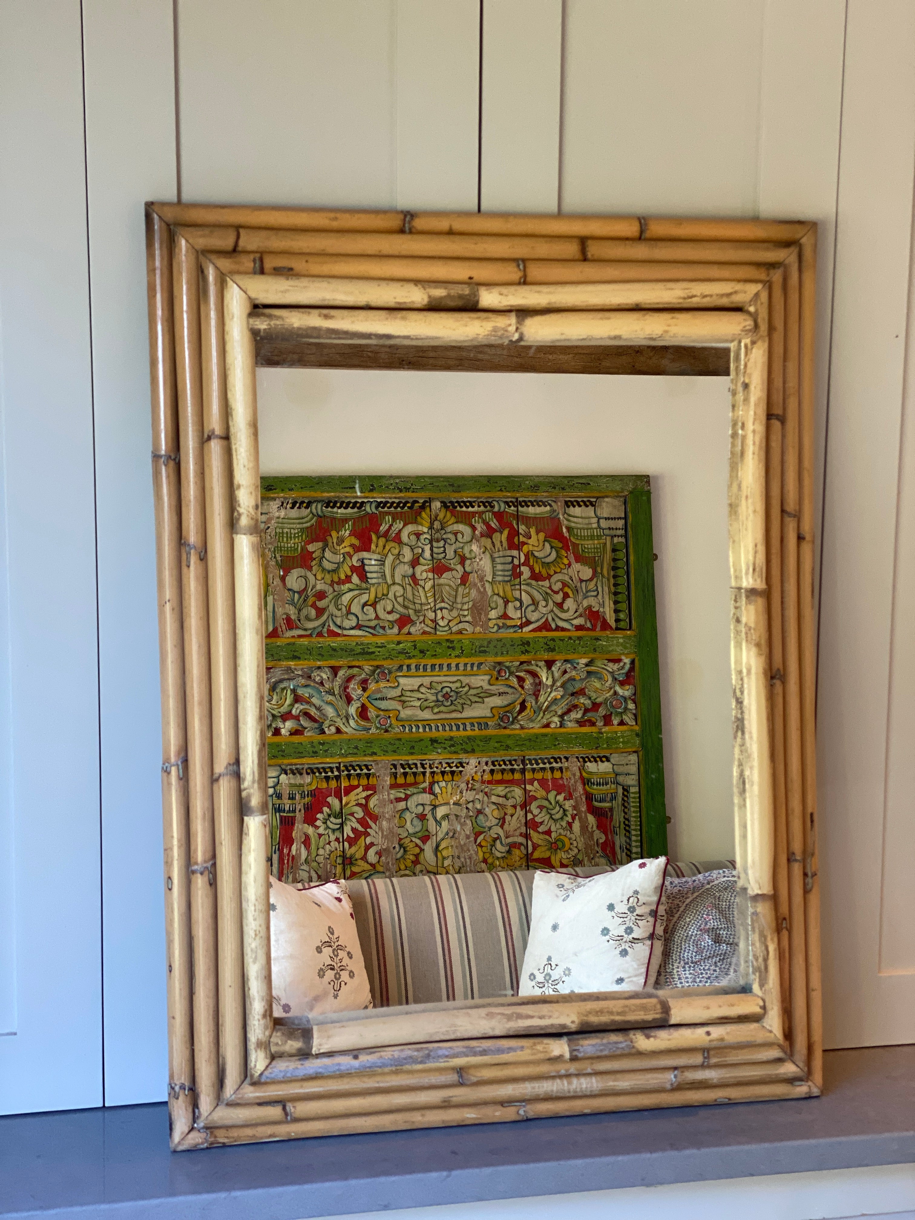 Large Vintage Italian Cane Mirror