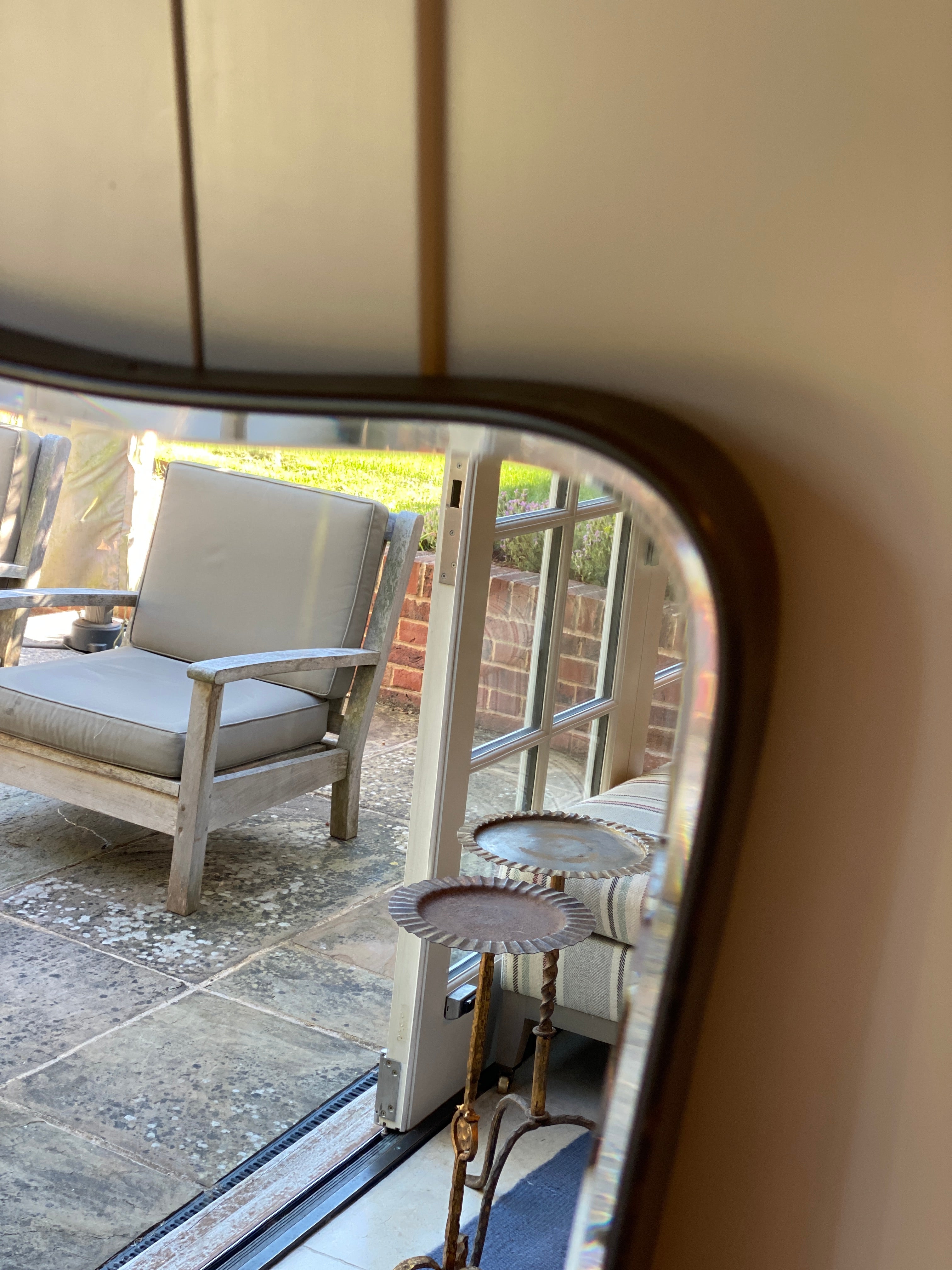 Small Mid Century Italian Mirror with Bevelled plate