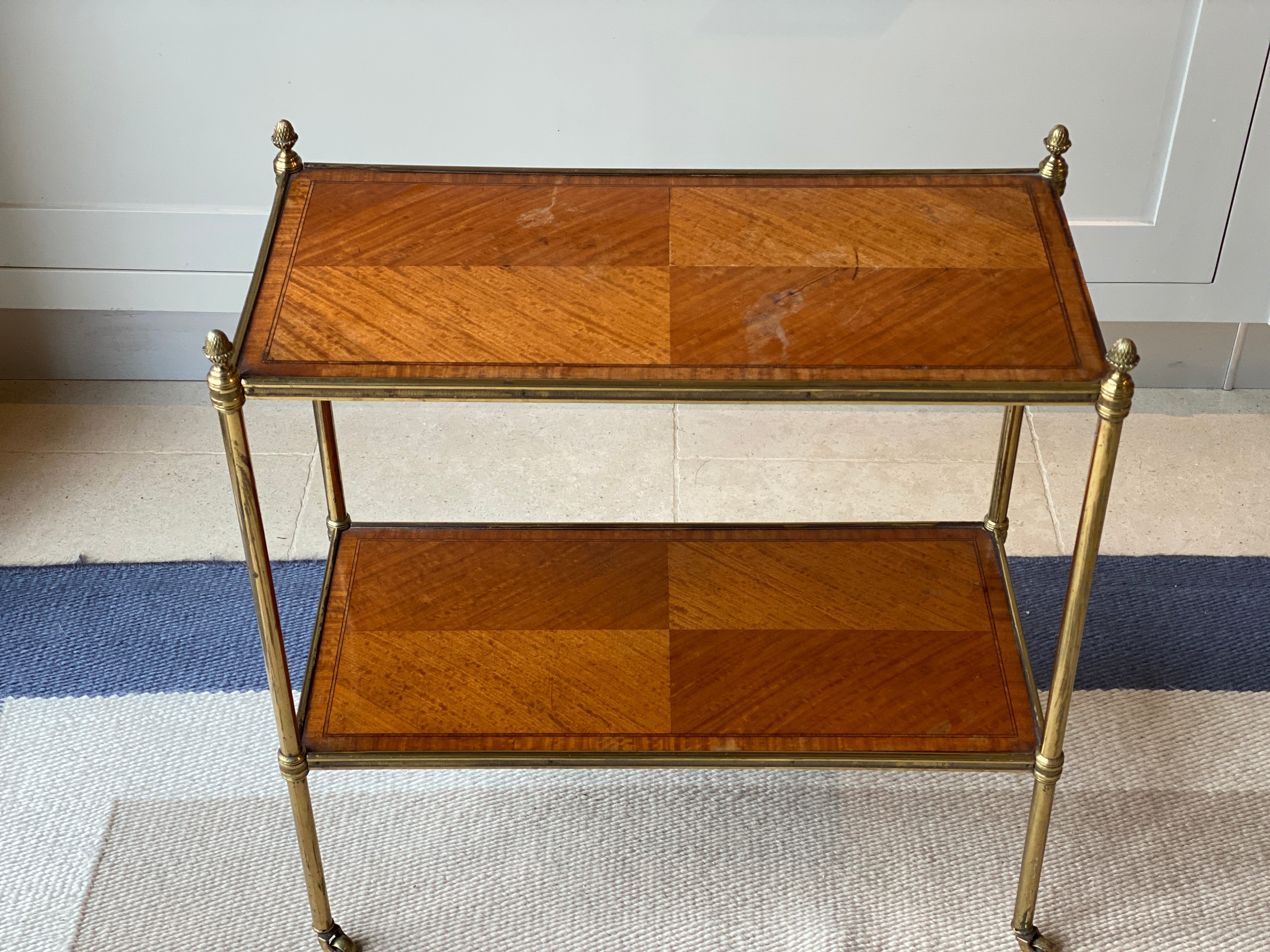 Satinwood & rosewood banded gilt brass etagere