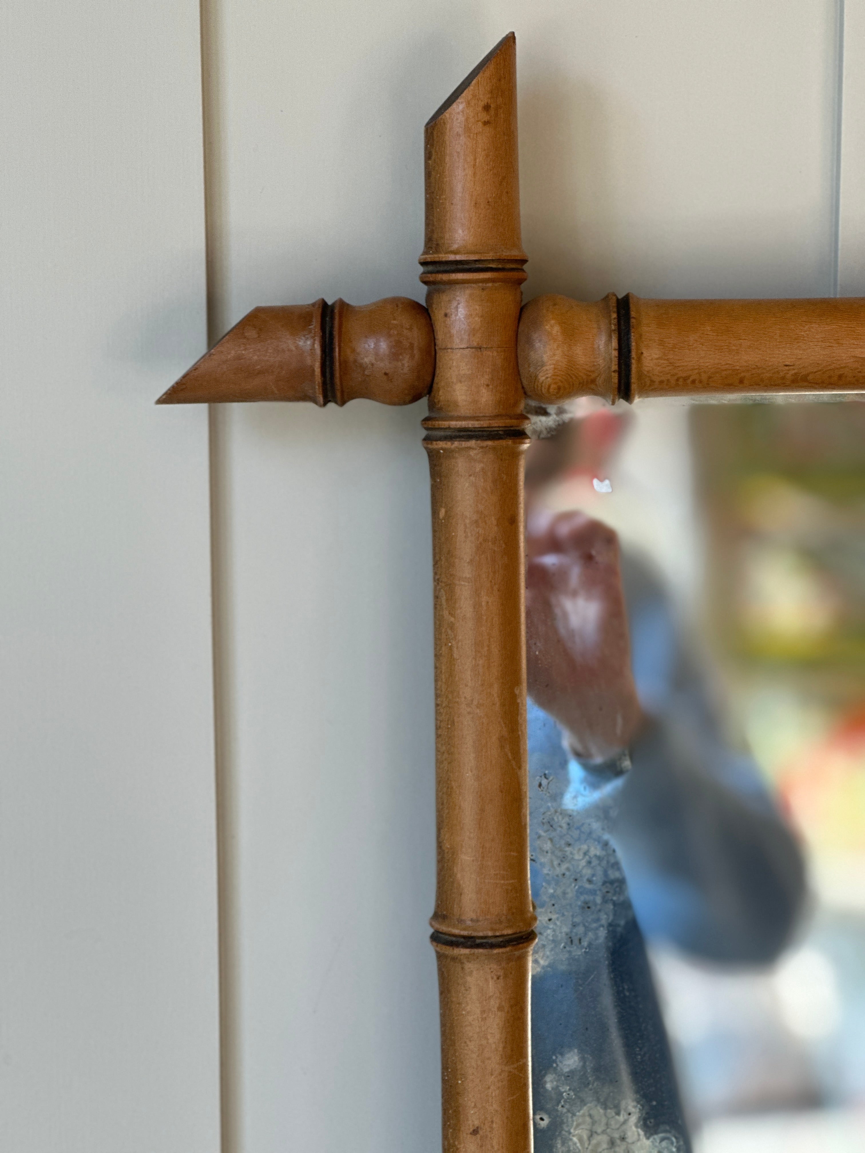 Medium Light Oak Faux Bamboo Mirror (67cm by 55cm)