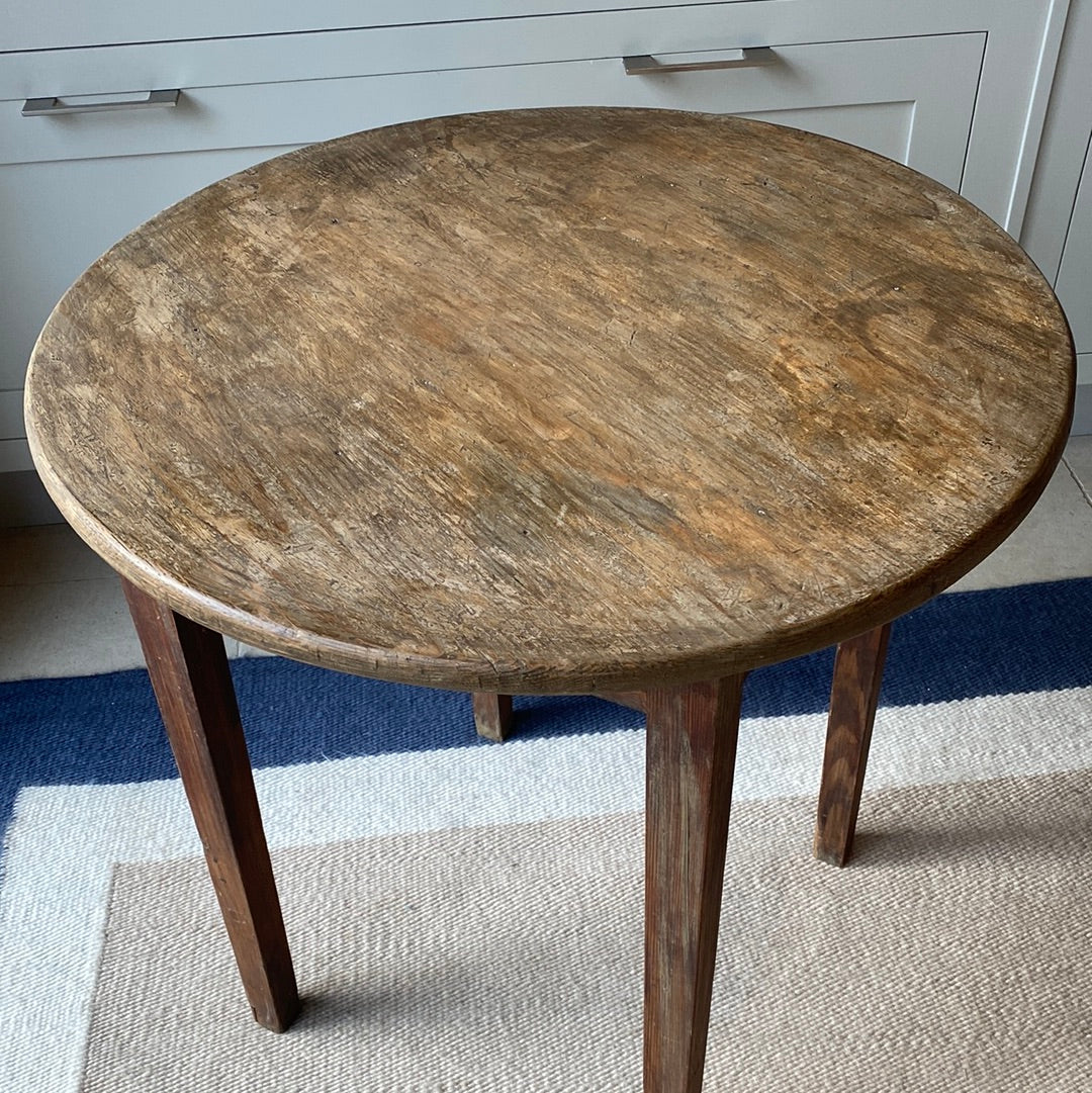 Vintage French Pine Table with Painted Legs