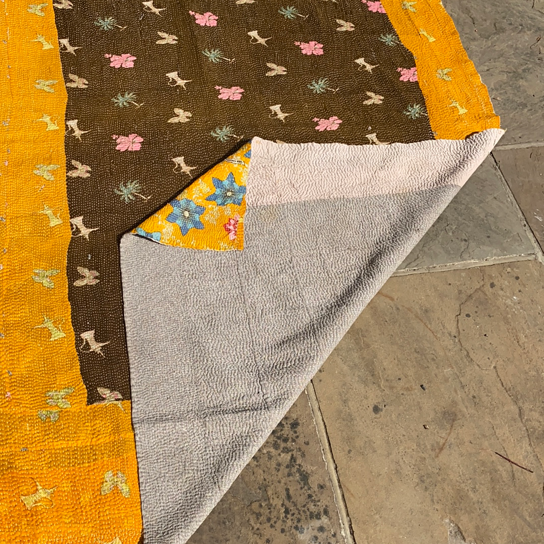 Orange & brown vintage kantha