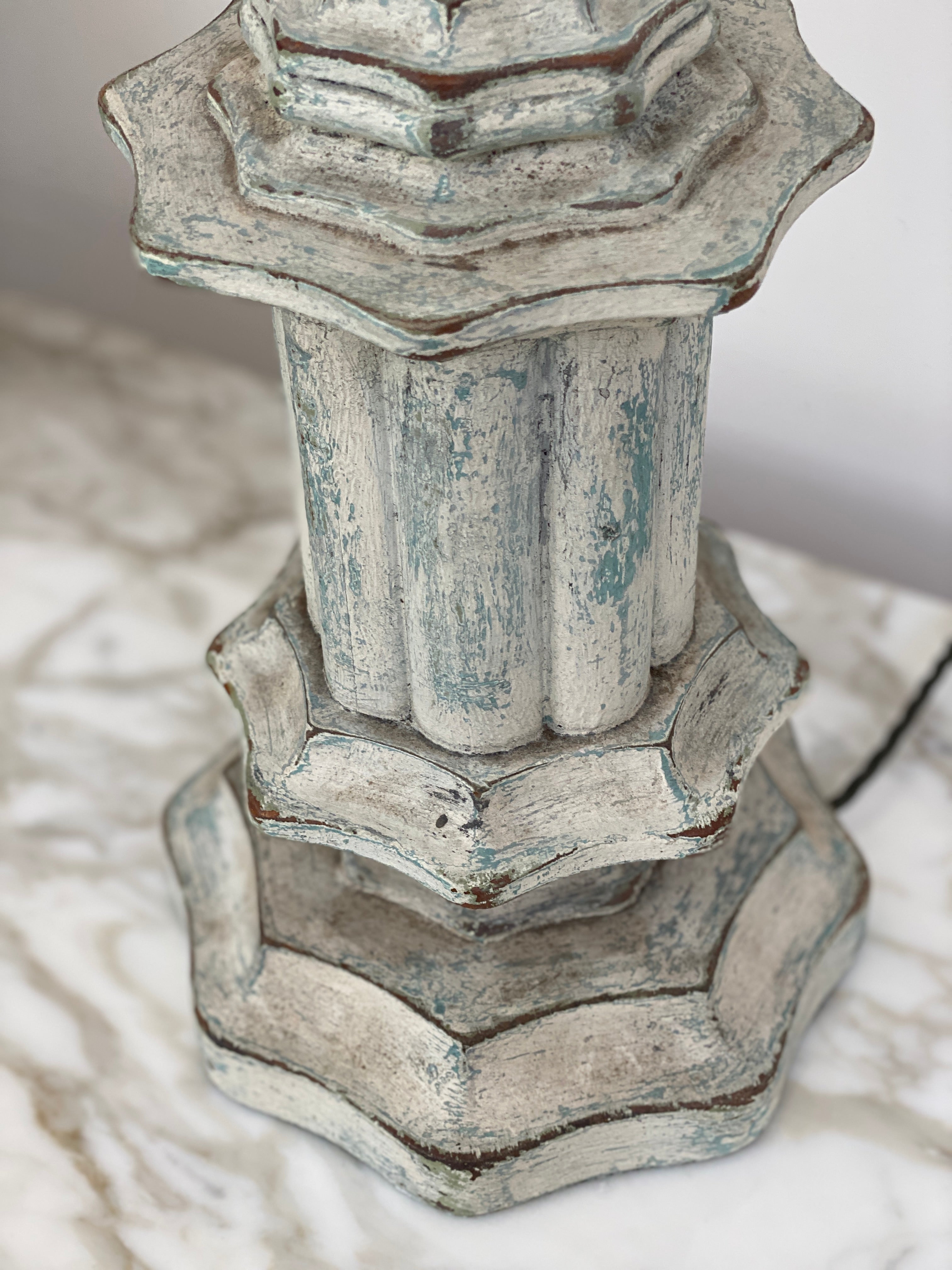 Vintage Tiered Wooden Lamp