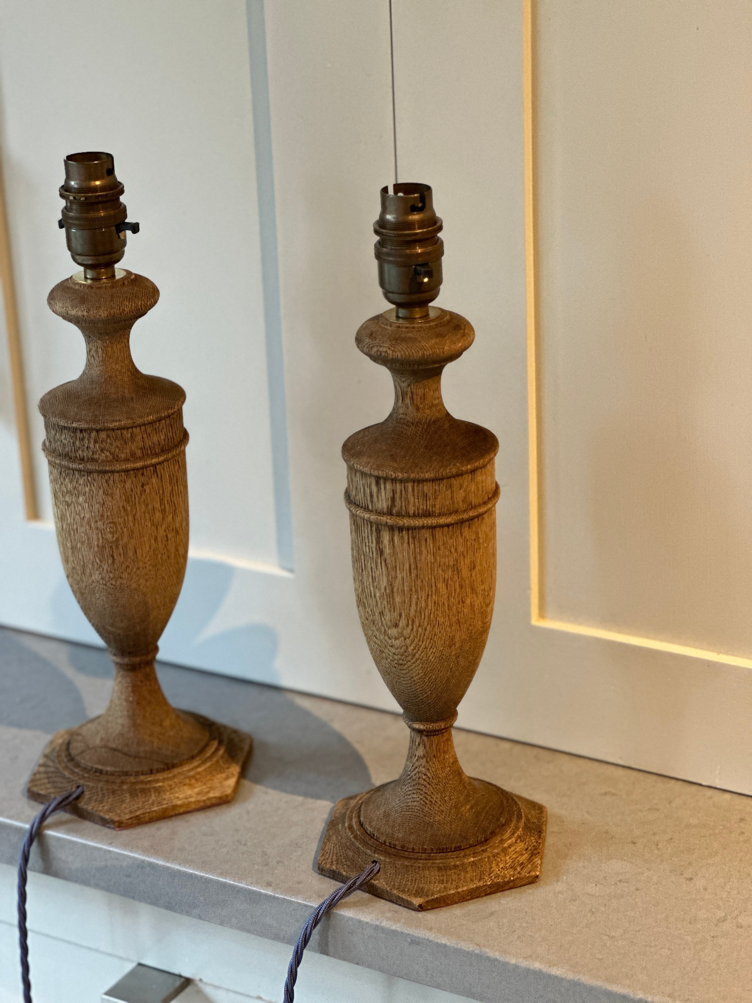 Pair of Charming Oak table Lamps