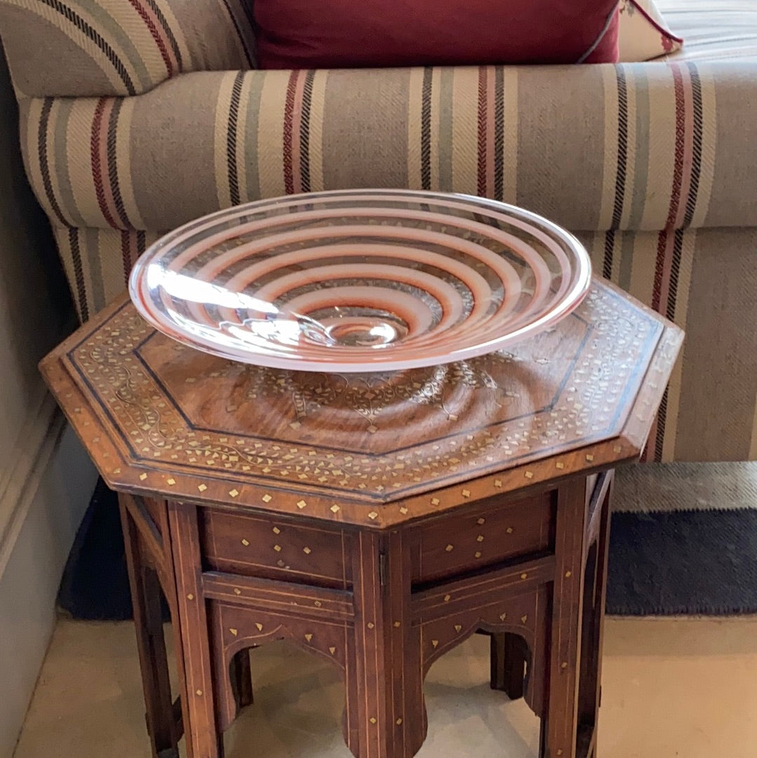Mid Century Glass Bowl with Swirly Pattern