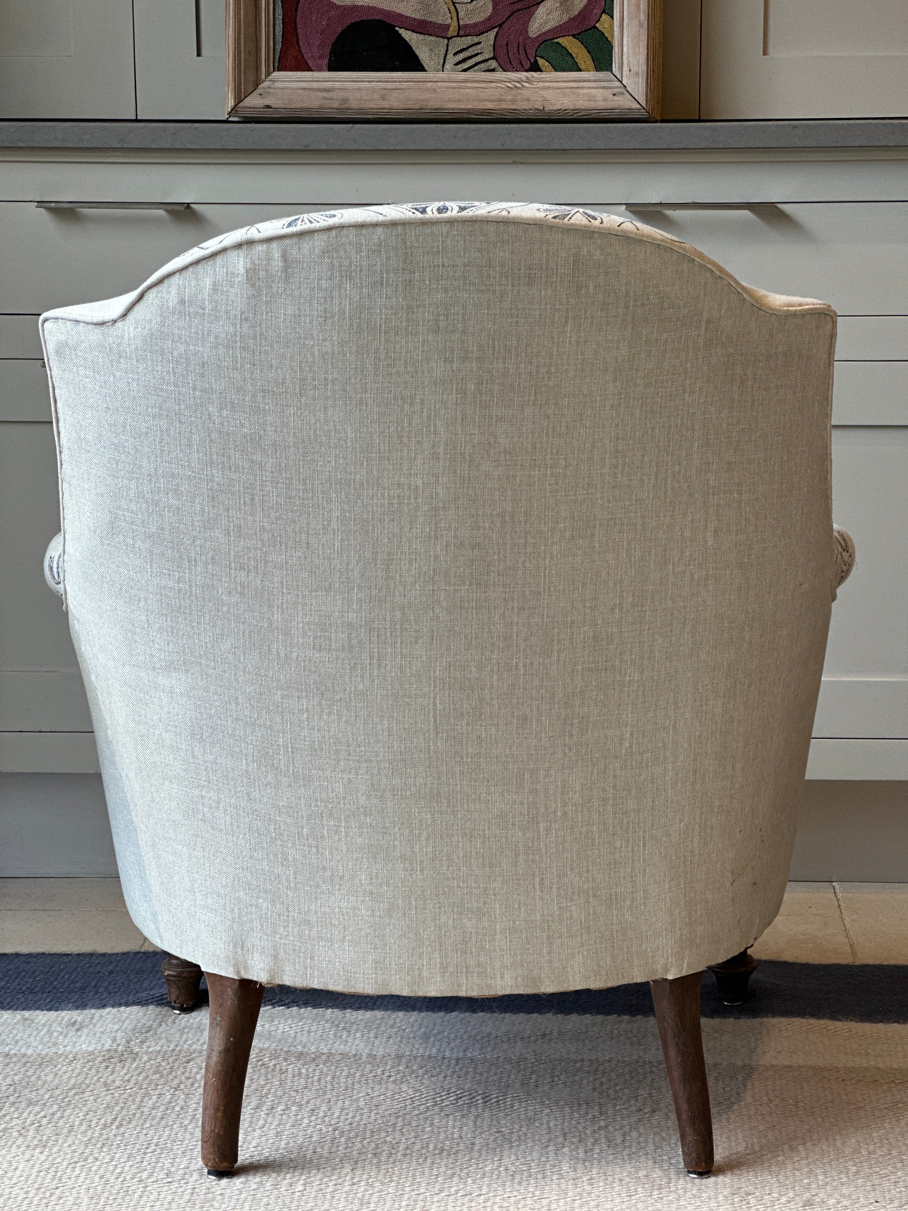 Vintage French Tub Chair in Guy Goodfellow Remy Indigo