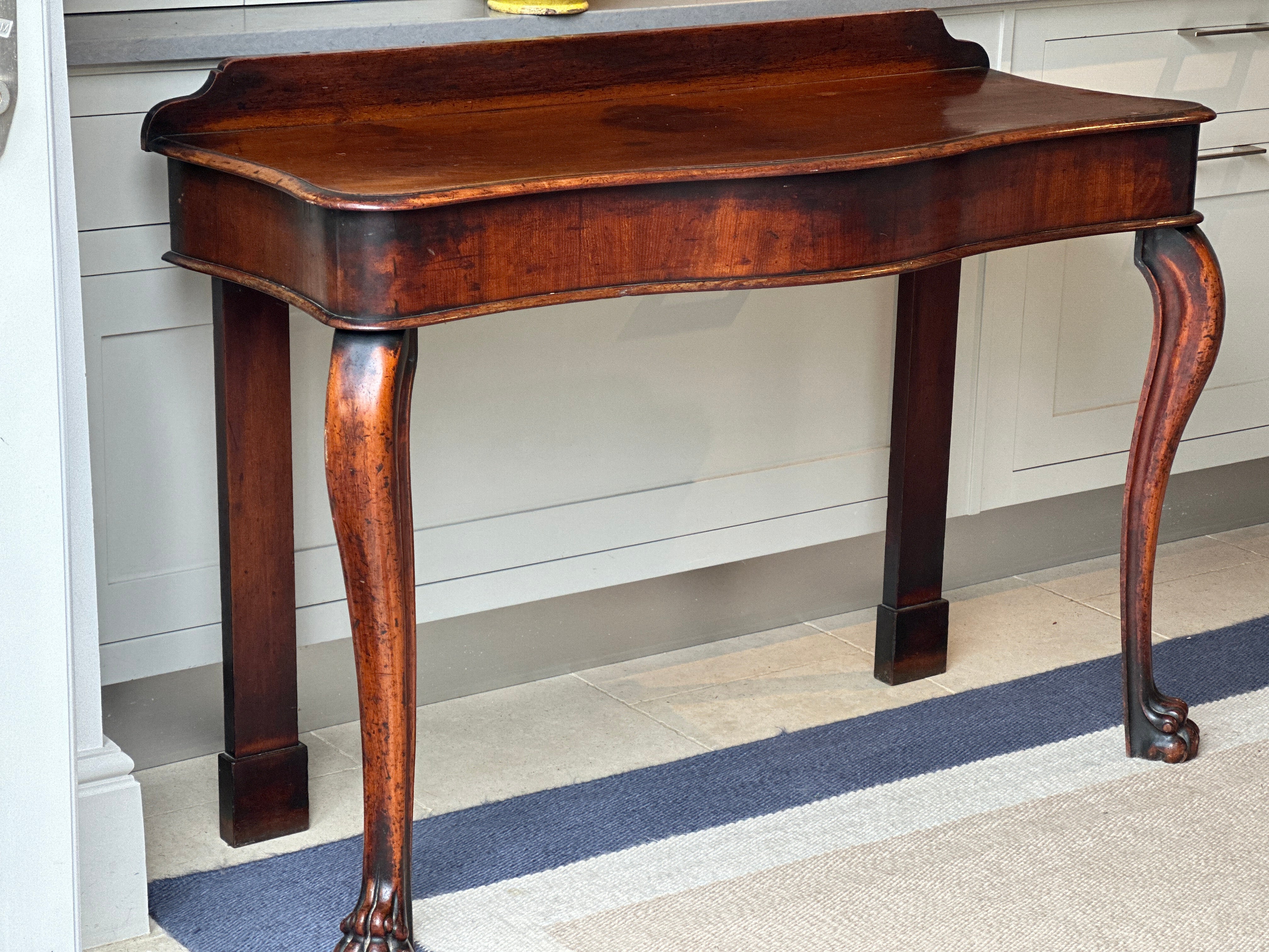 19th Mahogany Serpentine Console