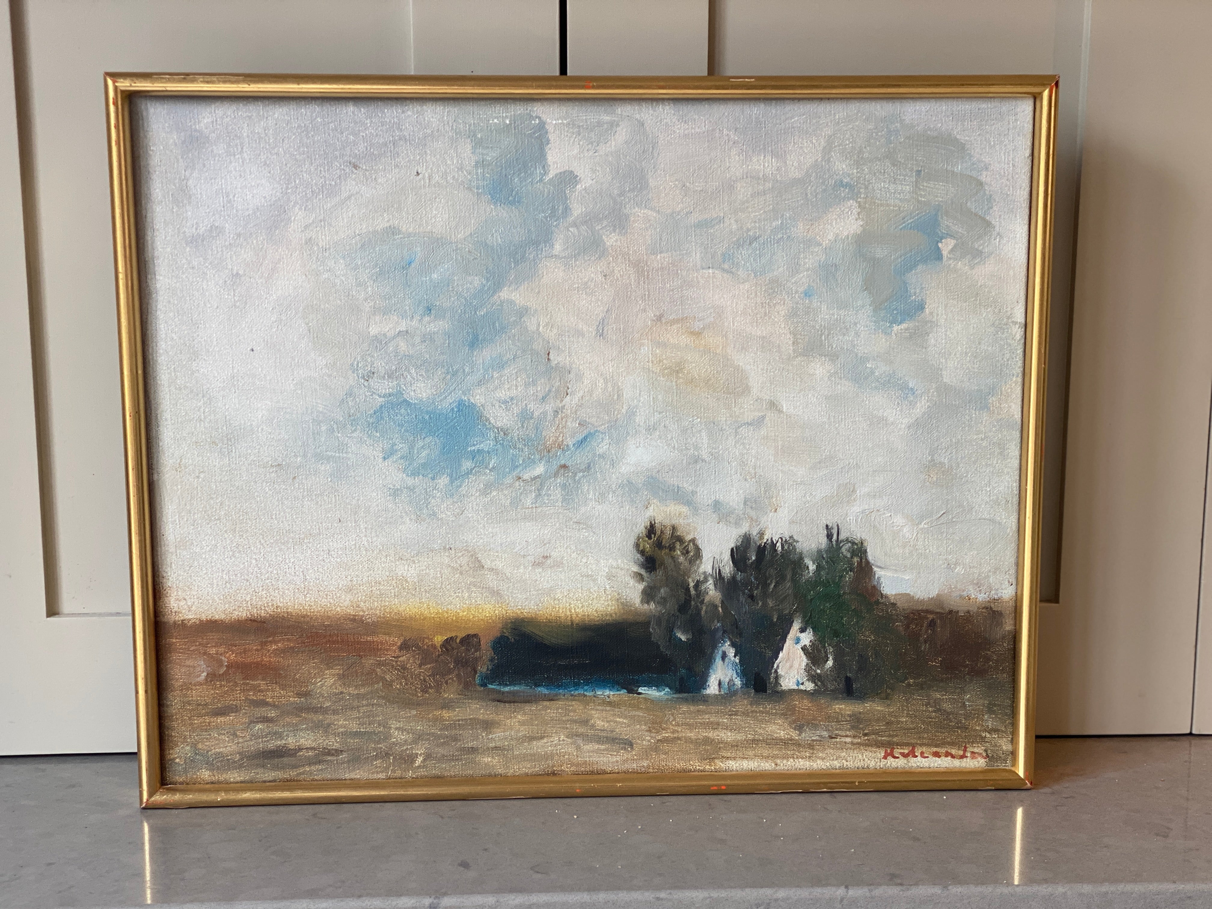 Charming Swedish Oil on Canvas