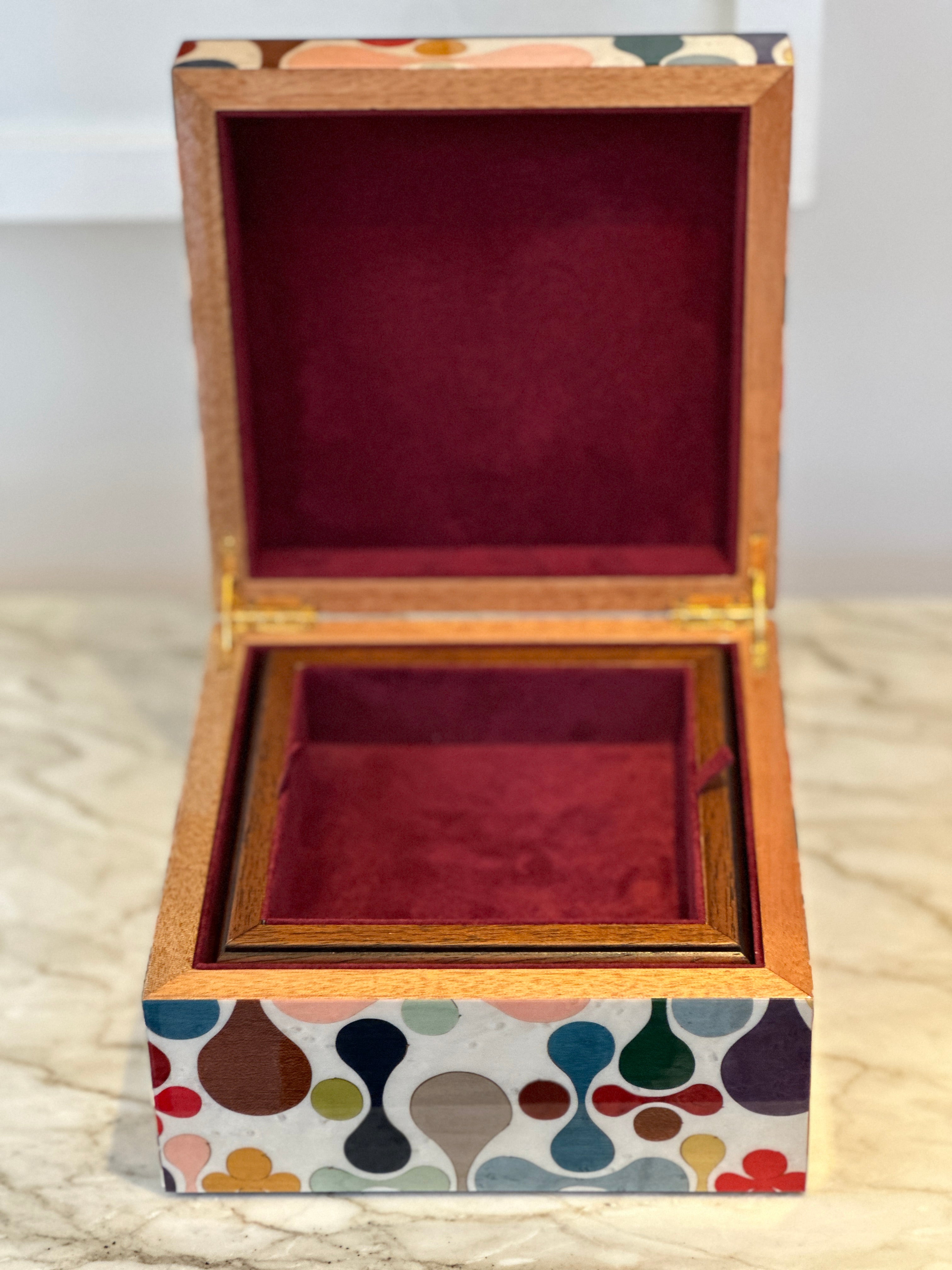 Large Marquetry Jewellery Box - Fiori Abstract