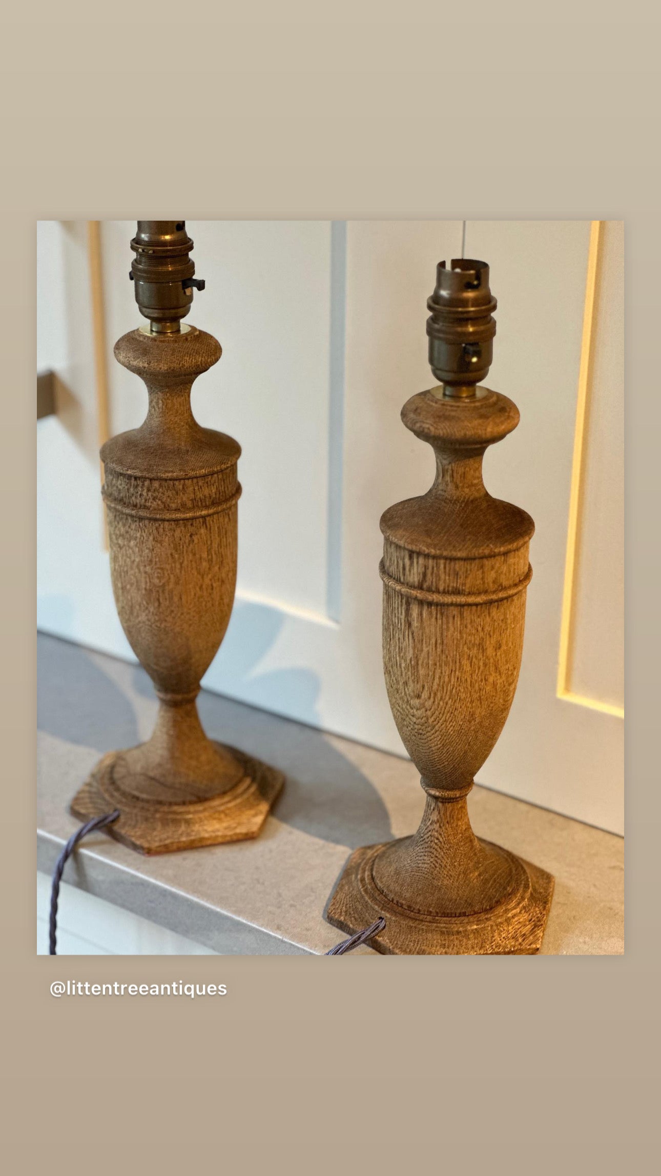 Pair of Charming Oak table Lamps
