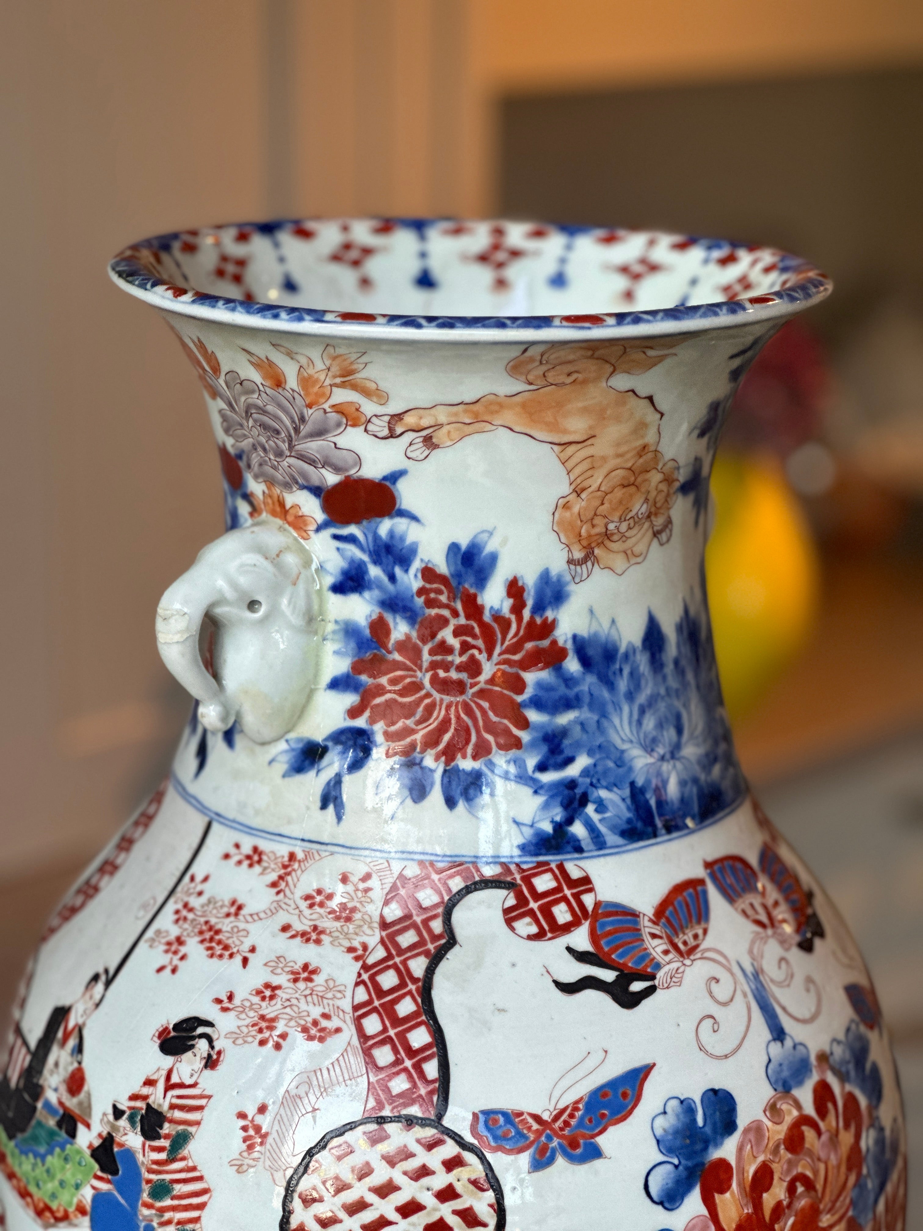 Large Japanese Polychrome Urn