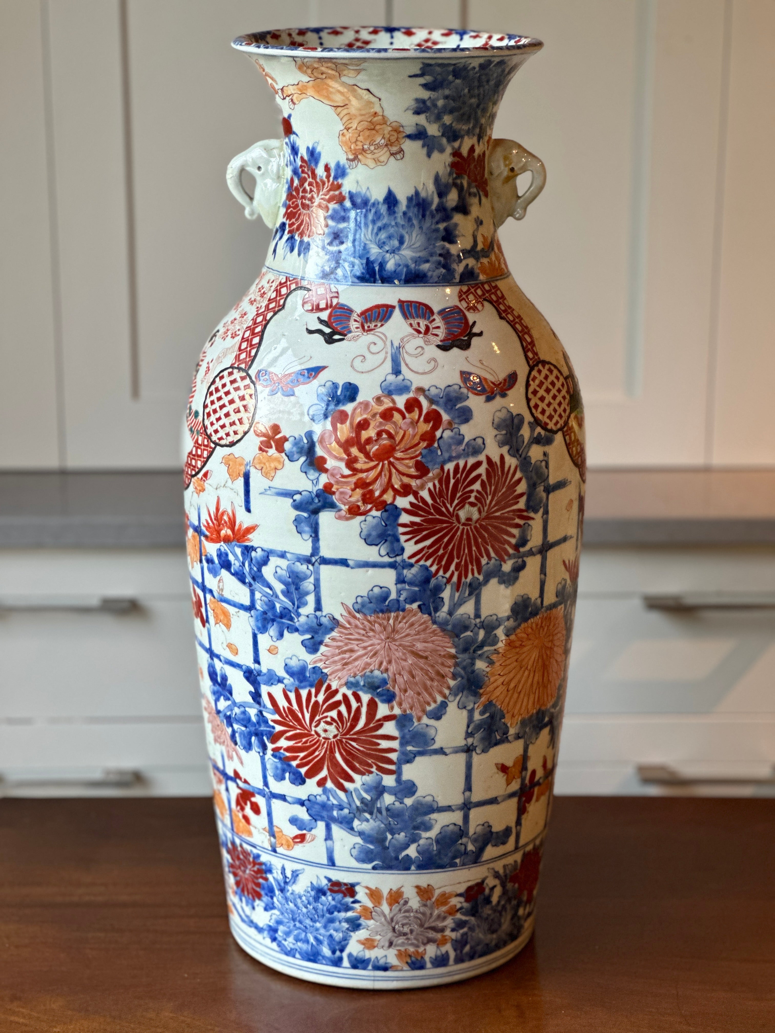 Large Japanese Polychrome Urn