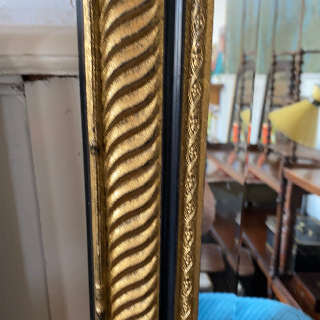 Vintage Black and Gilt Mirror