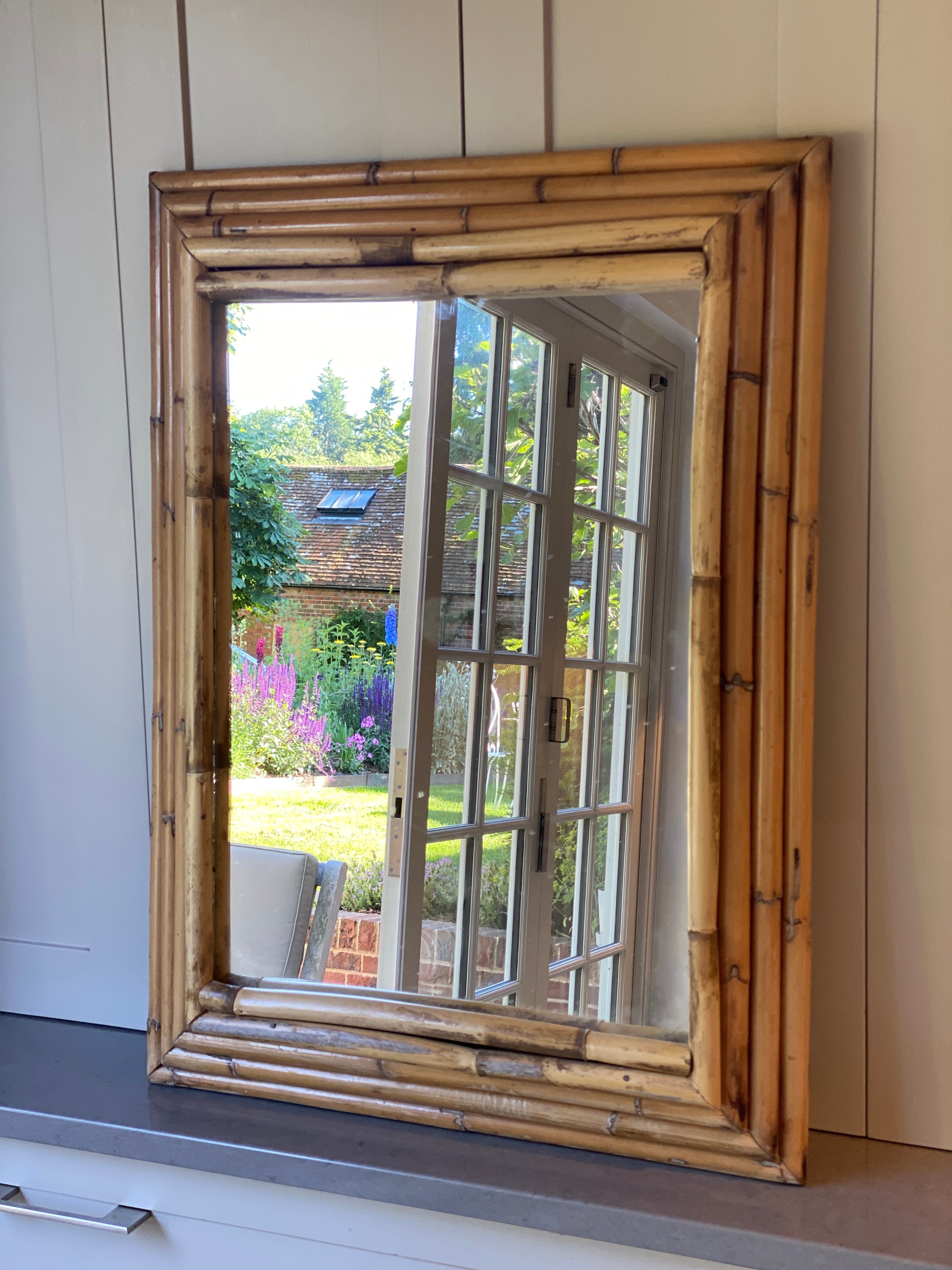 Large Vintage Italian Cane Mirror