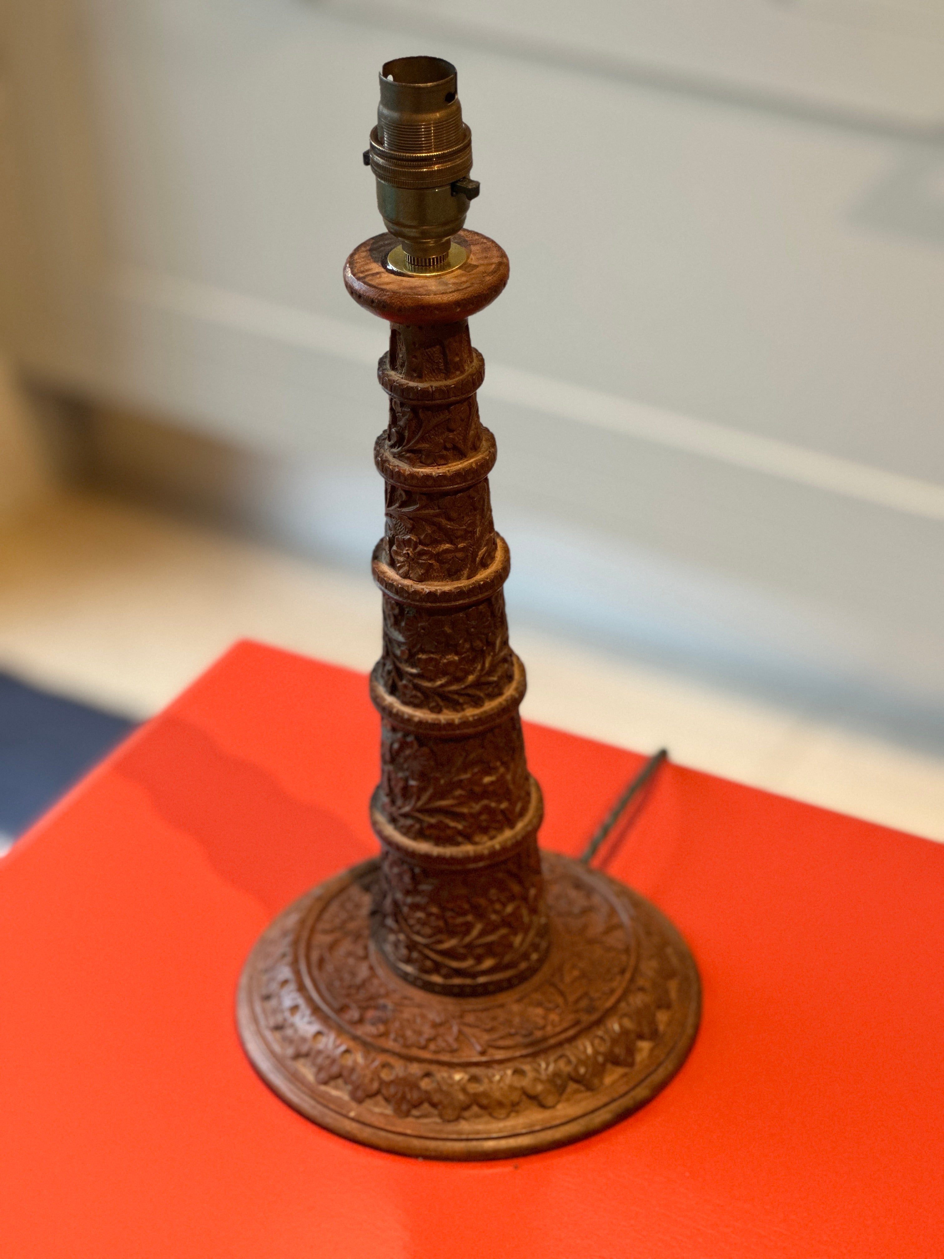 Beautiful Vintage Hand Carved Table Lamp