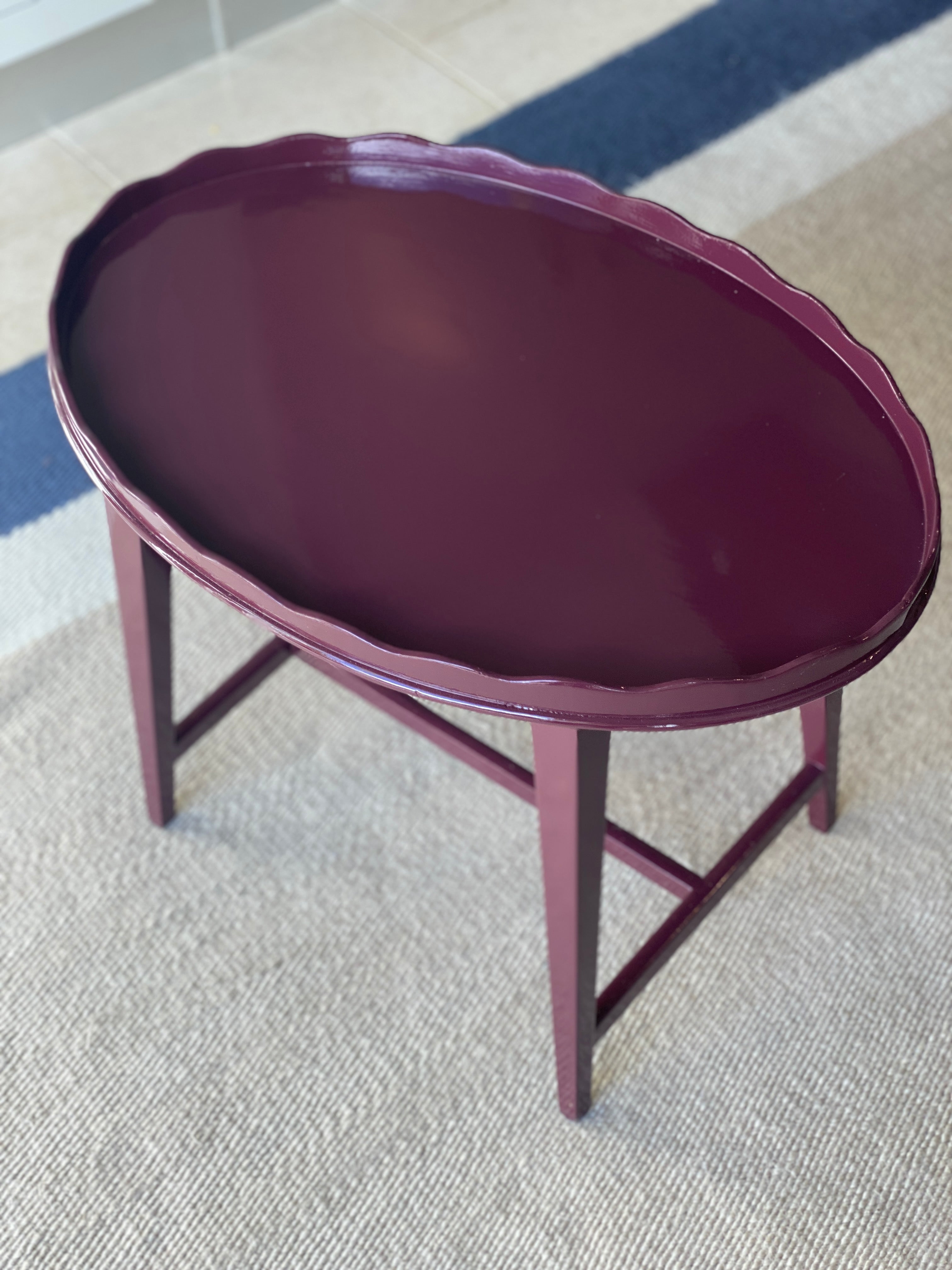 Small Edwardian Painted Table with Scallop Edge