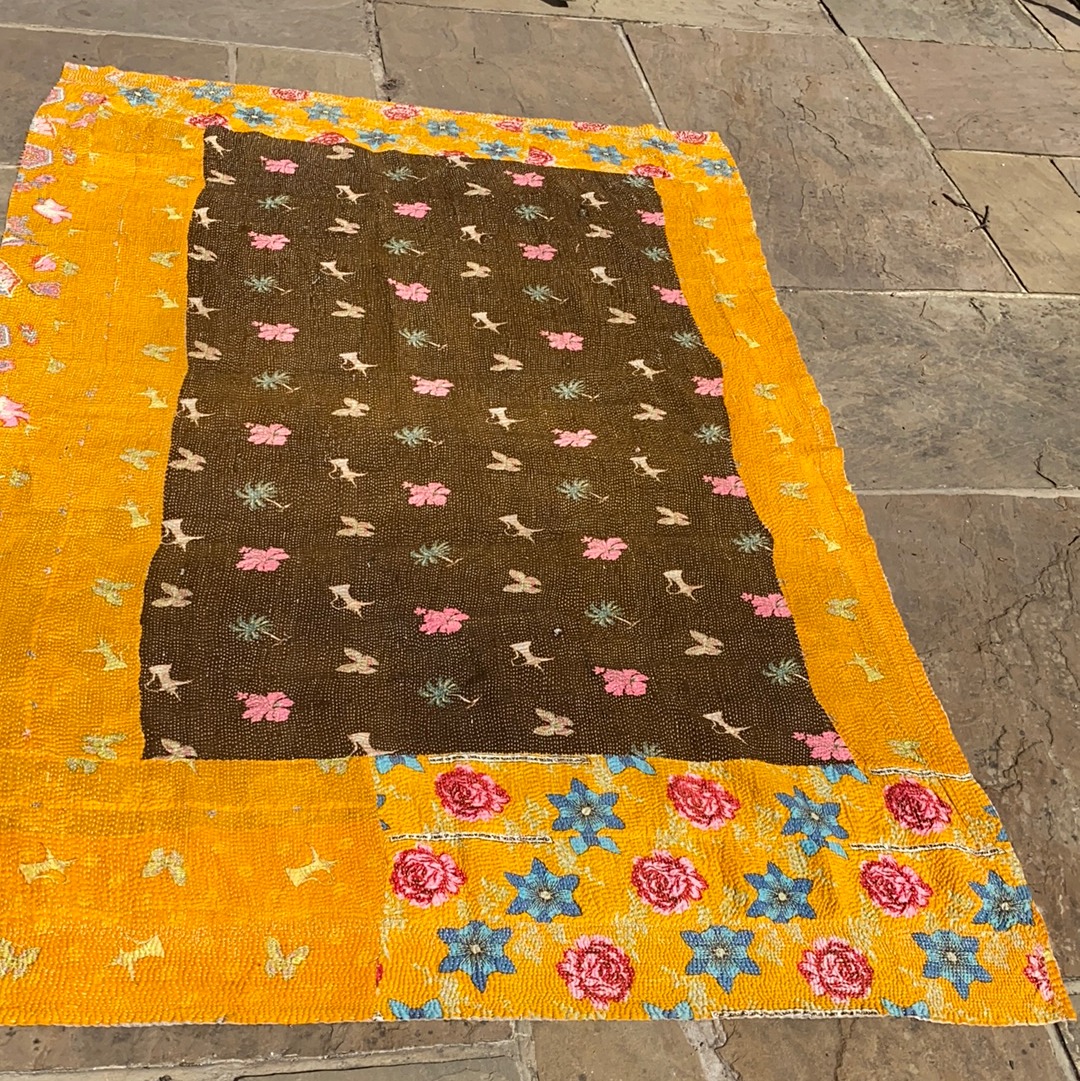 Orange & brown vintage kantha