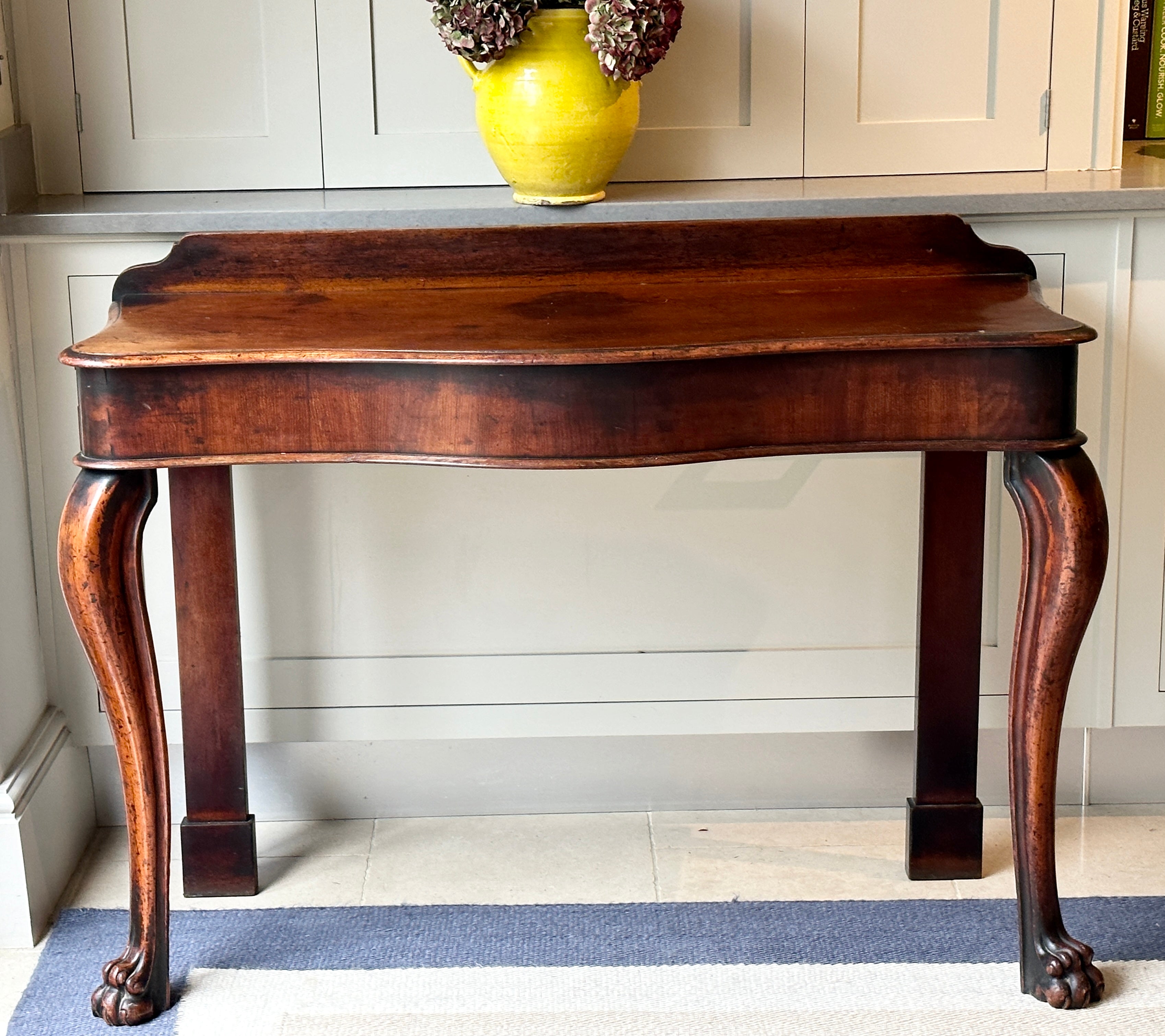 19th Mahogany Serpentine Console