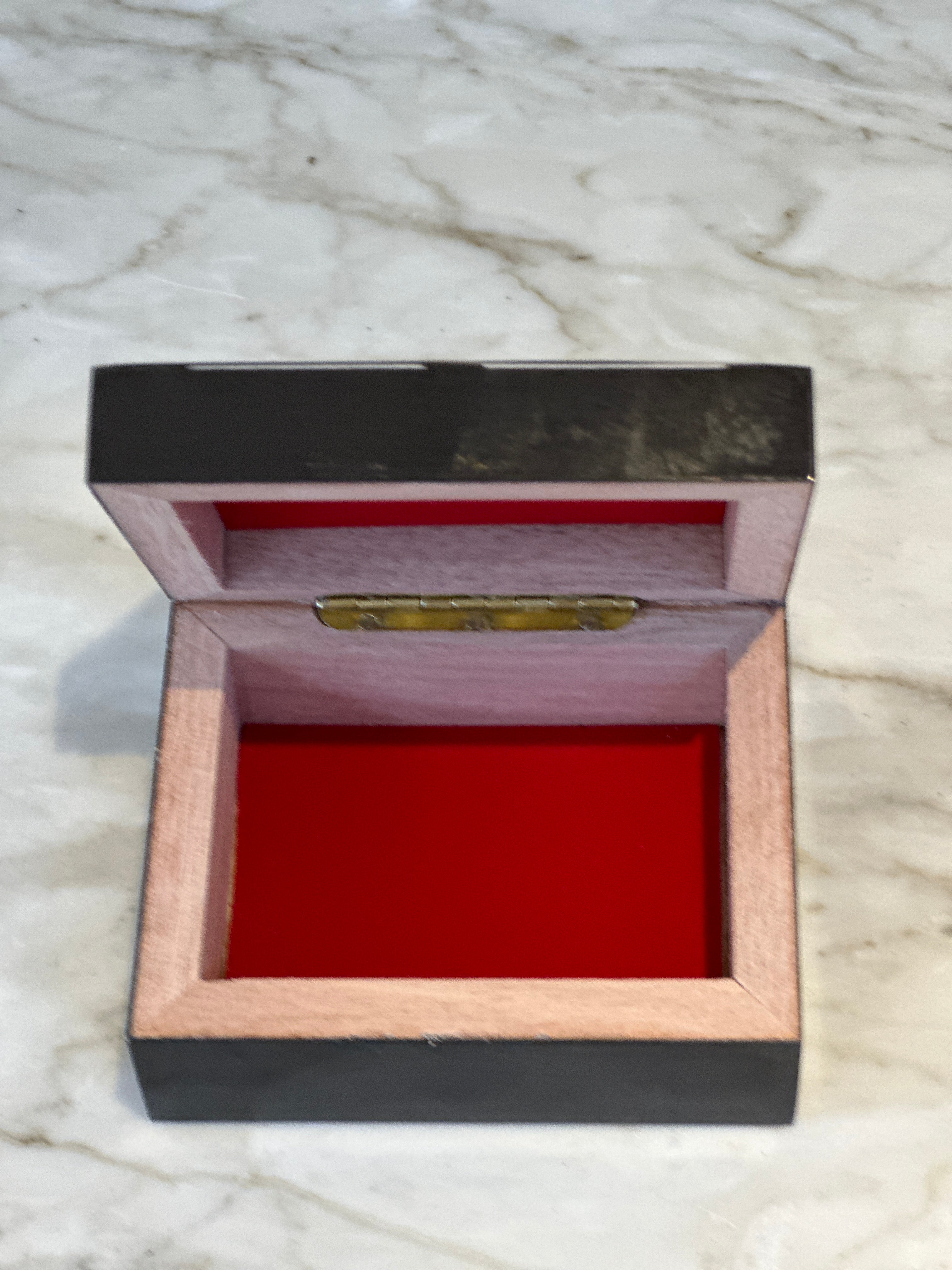 Small Marquetry Box - Blue & White Waves