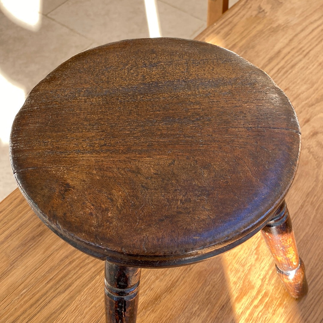 Tiny Round Oak Stool