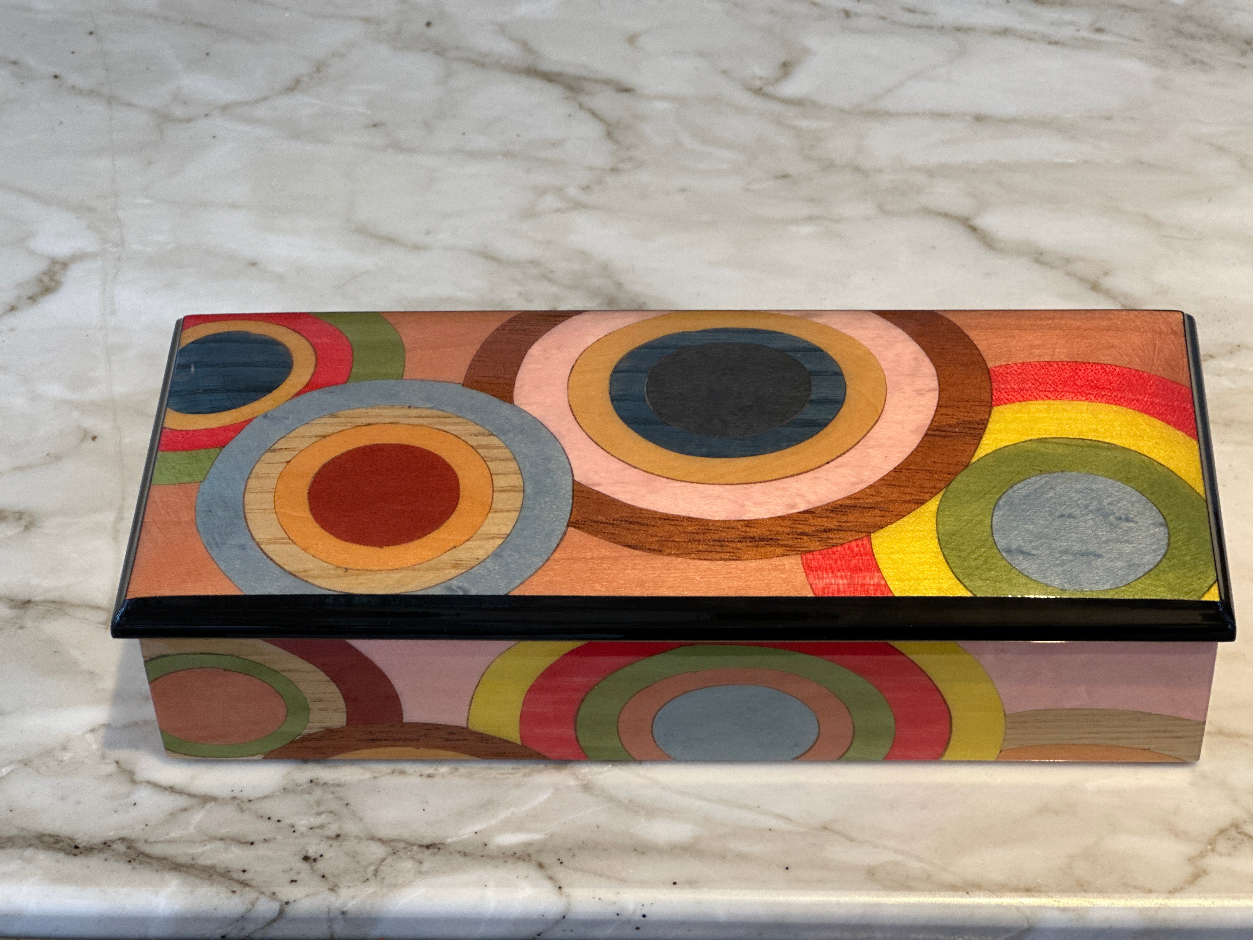Rectangular Marquetry Box - Circles