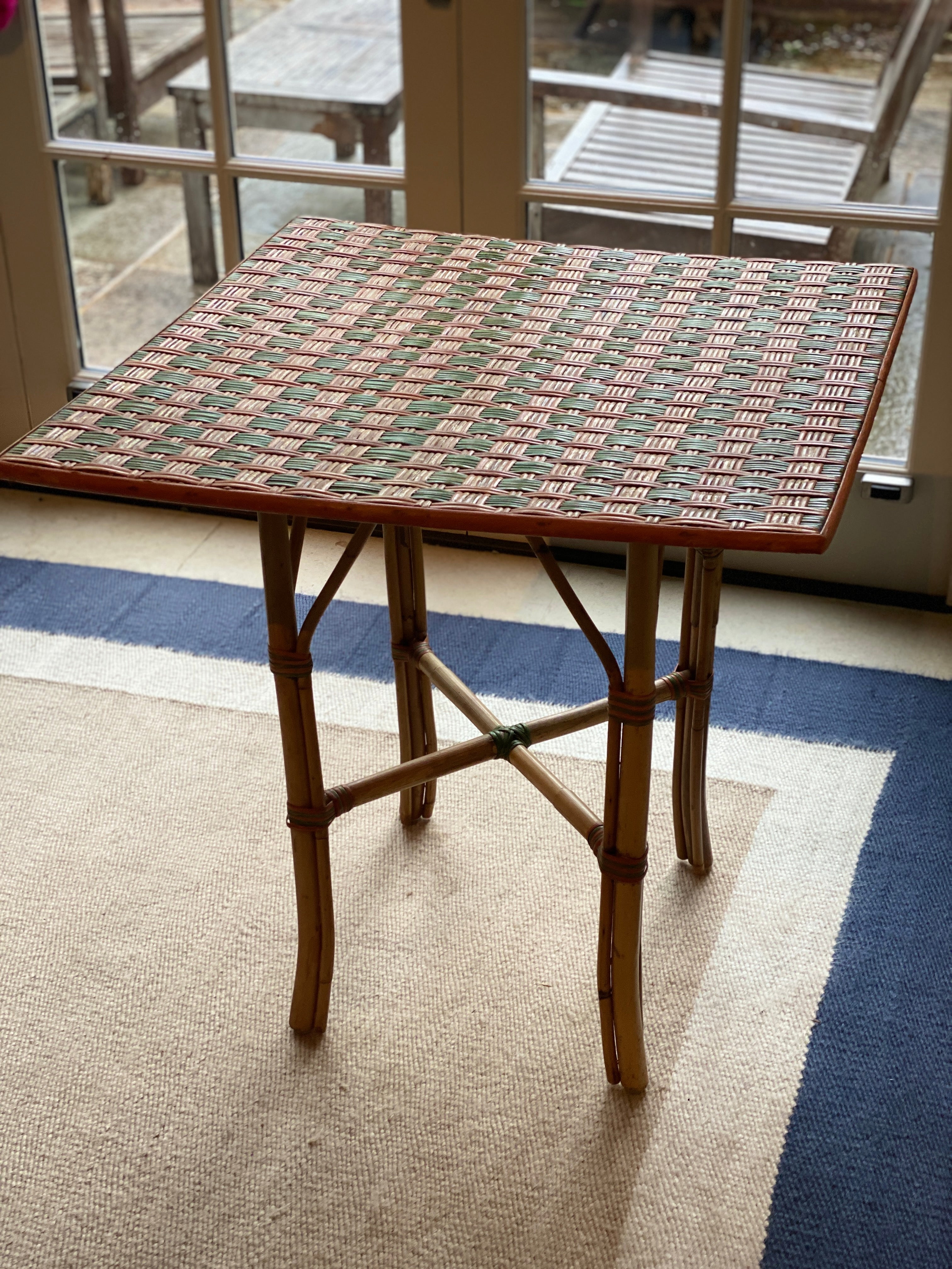 Charming Vintage French Split Cane Conservatory Table